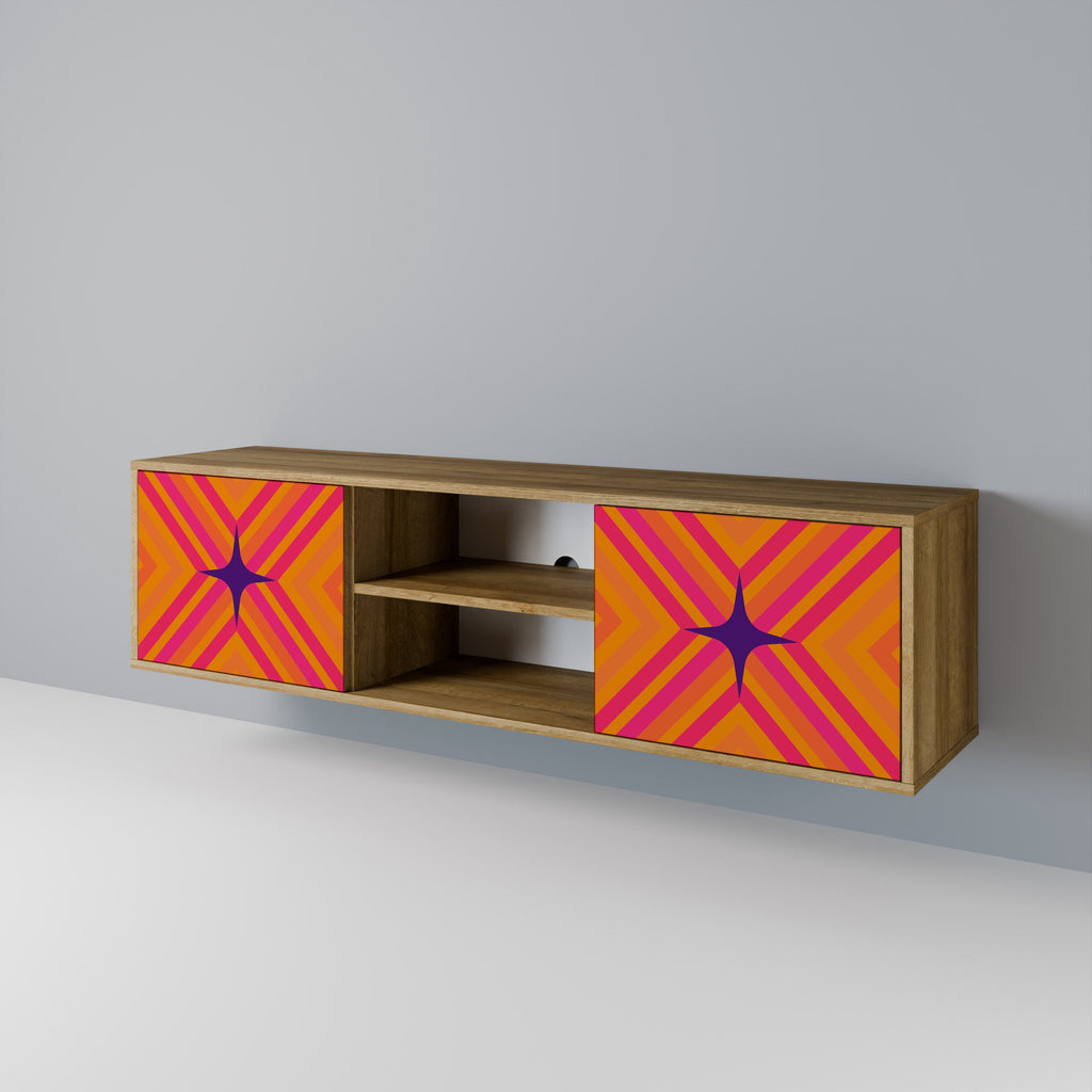 GEOMETRIC BRILLIANCE 2-Door TV Stand in Oak Effect