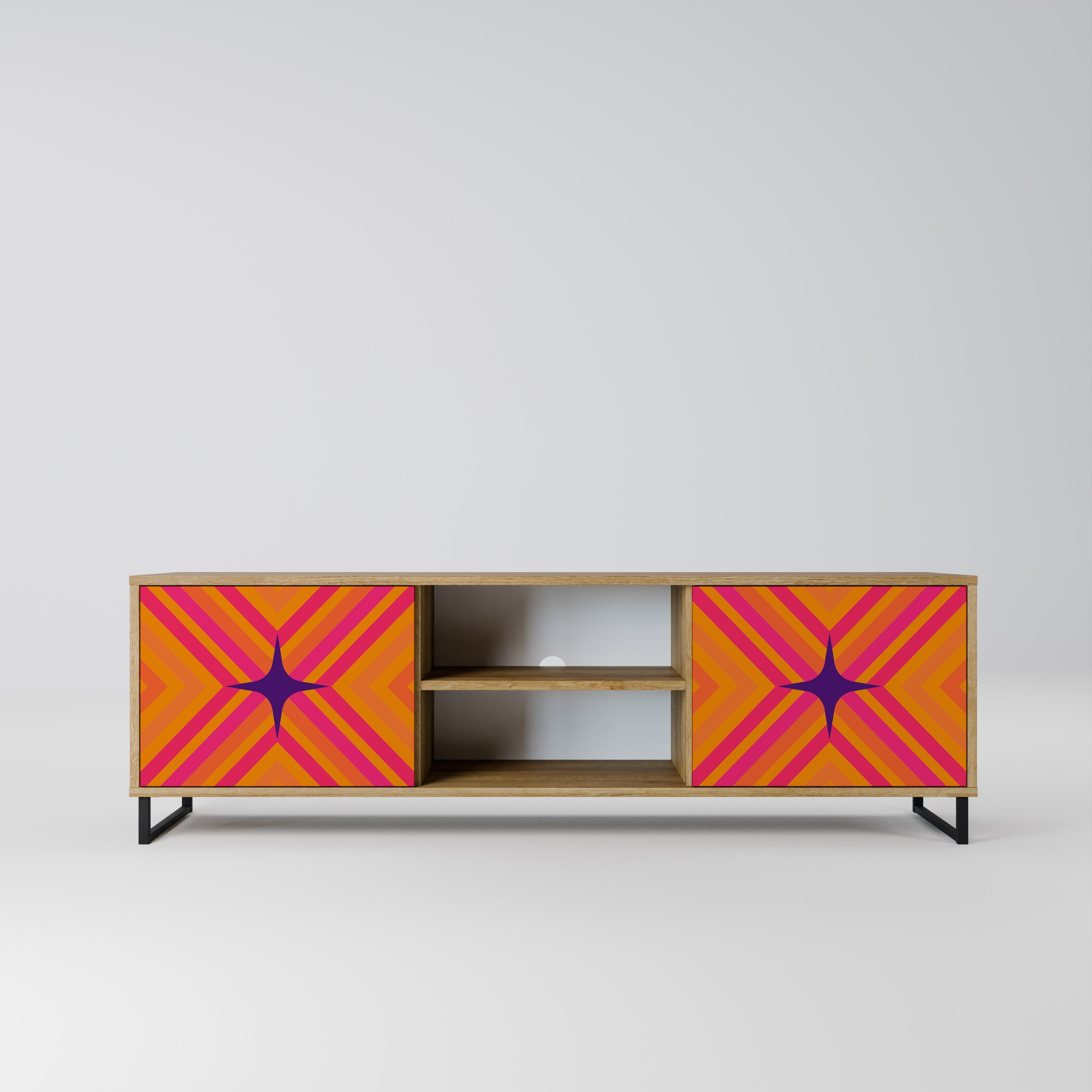 GEOMETRIC BRILLIANCE 2-Door TV Stand in Oak Effect