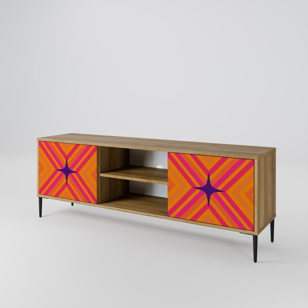 GEOMETRIC BRILLIANCE 2-Door TV Stand in Oak Effect