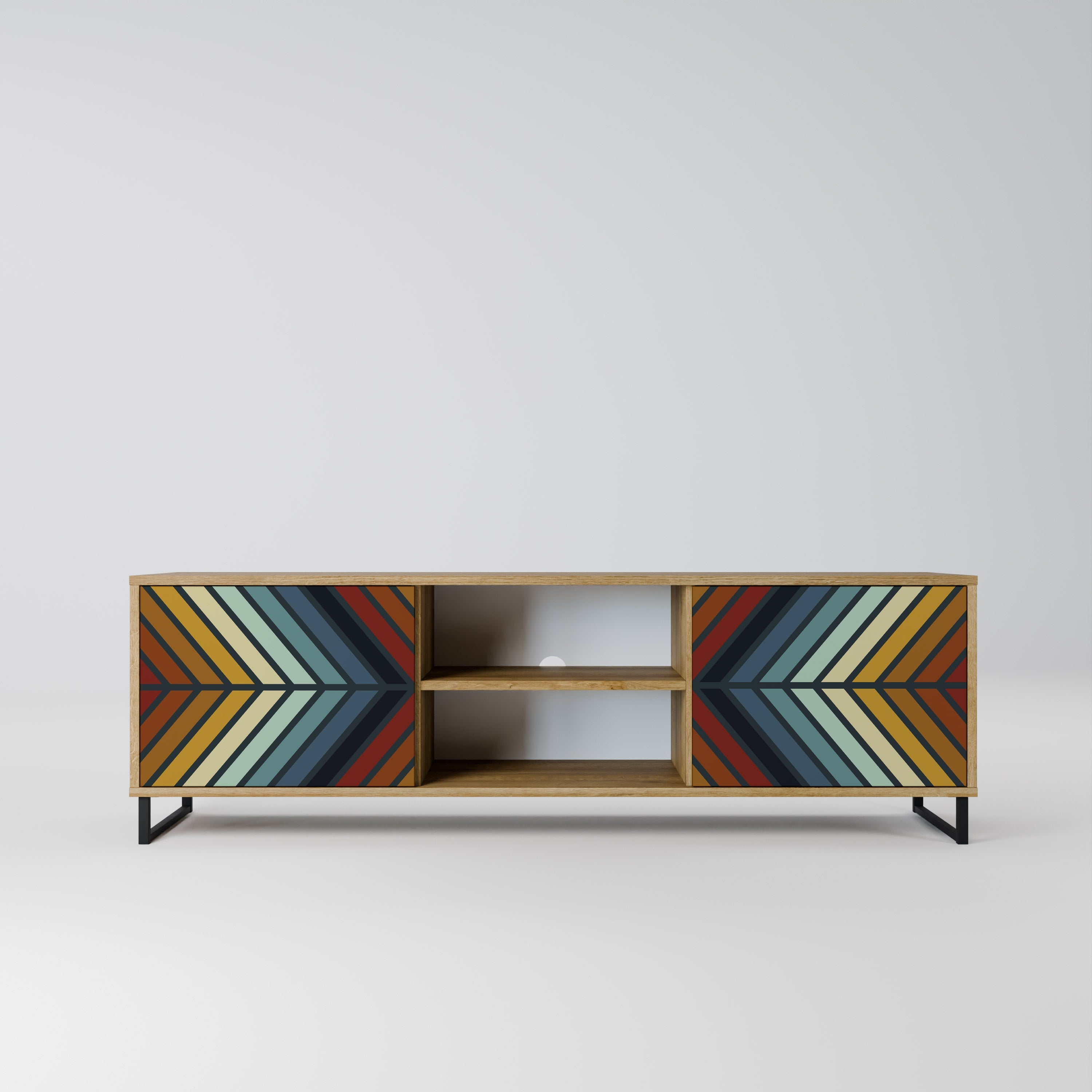 INDIGENOUS ZIGZAG 2-Door TV Stand in Oak Effect