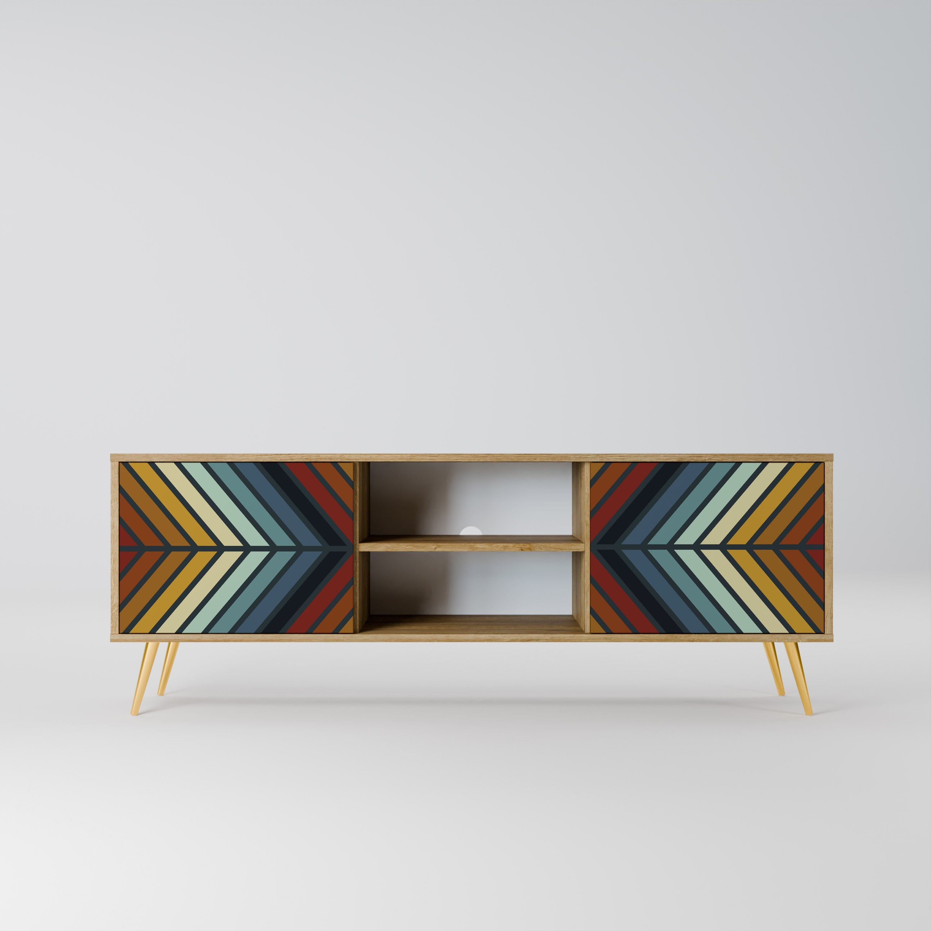 INDIGENOUS ZIGZAG 2-Door TV Stand in Oak Effect