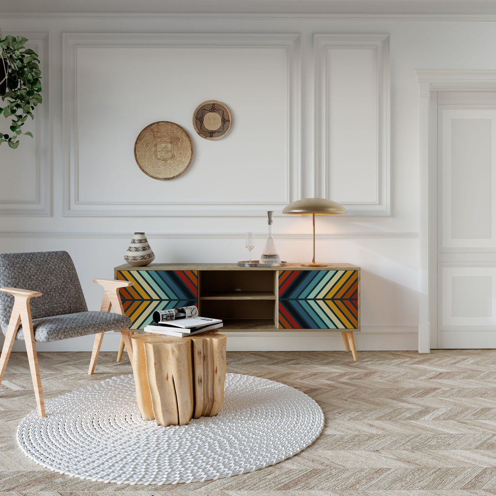 INDIGENOUS ZIGZAG Móvel de TV com 2 Portas em Efeito Carvalho