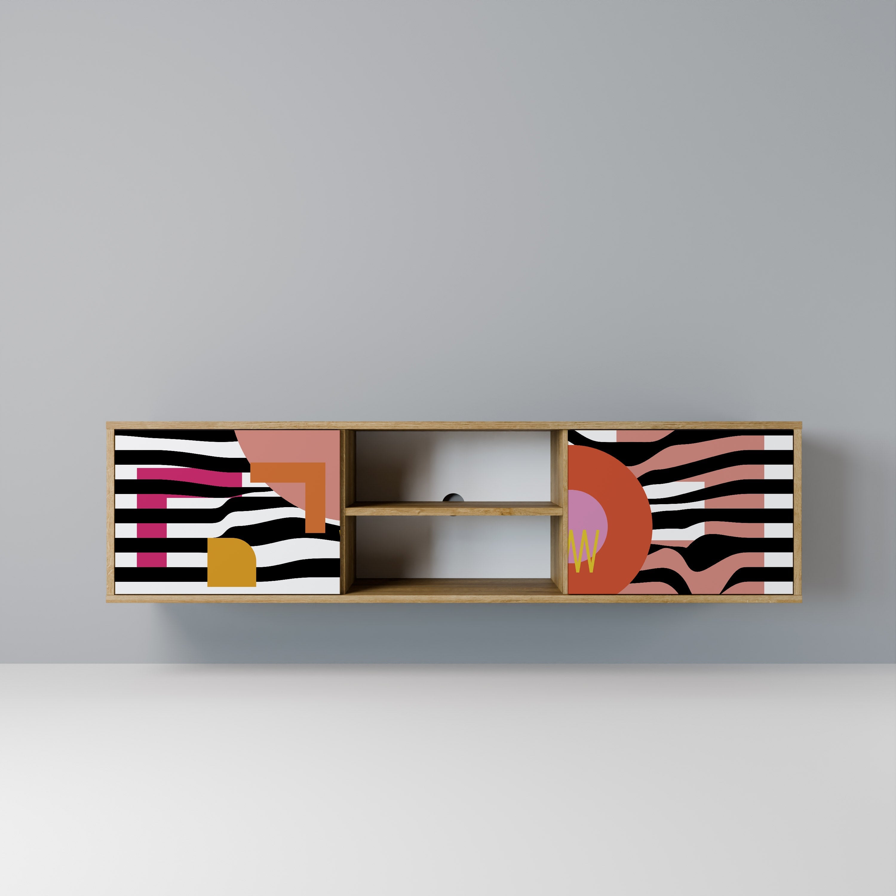 CHROMATIC ABSTRACT 2-Door TV Stand in Oak Effect