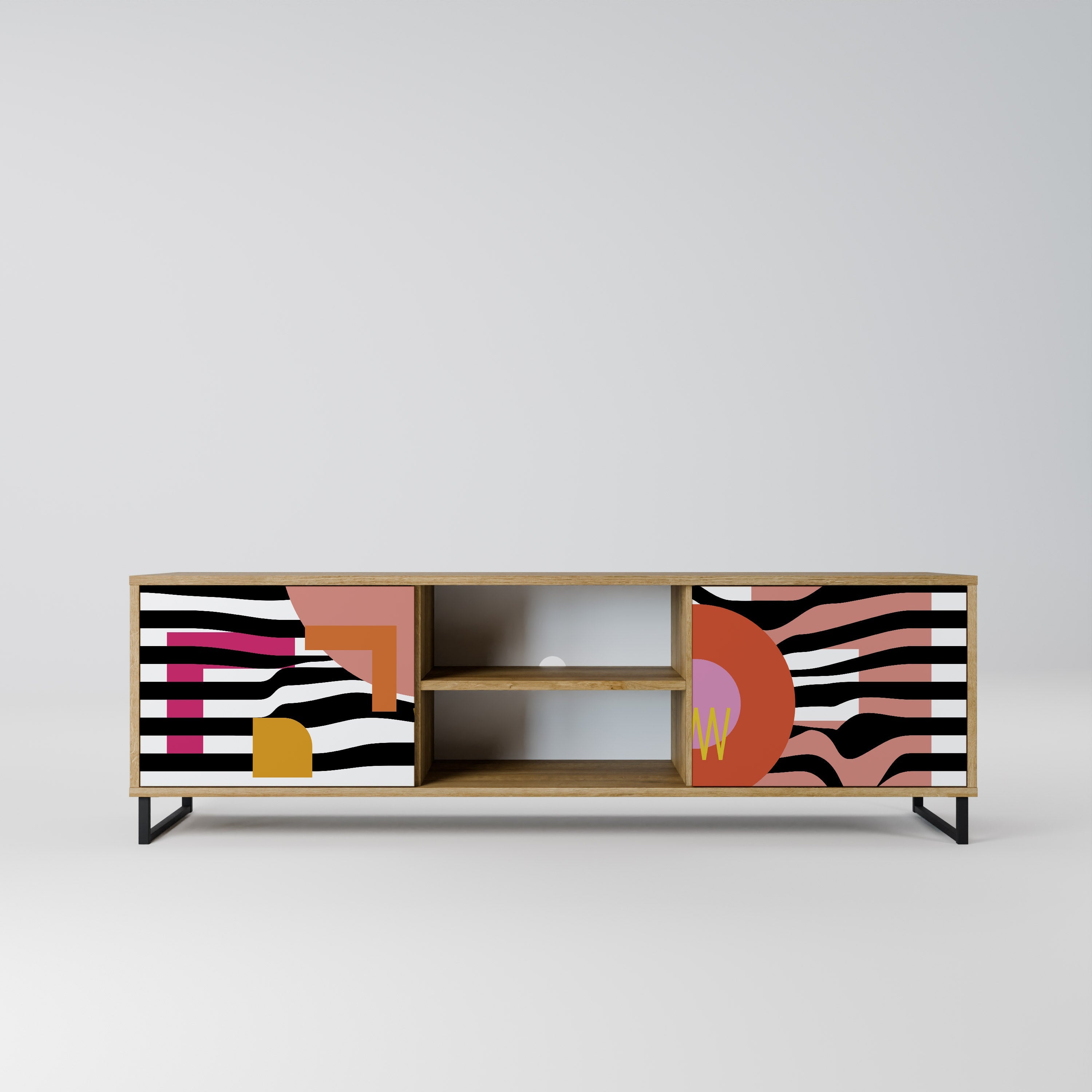 CHROMATIC ABSTRACT 2-Door TV Stand in Oak Effect