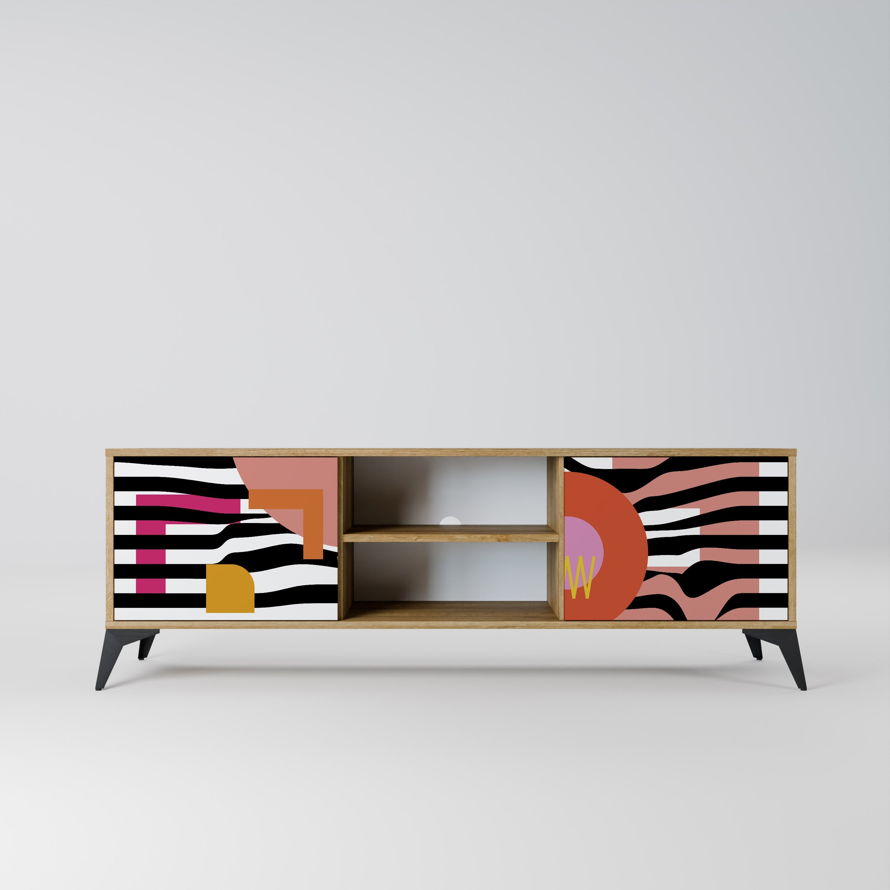 CHROMATIC ABSTRACT 2-Door TV Stand in Oak Effect