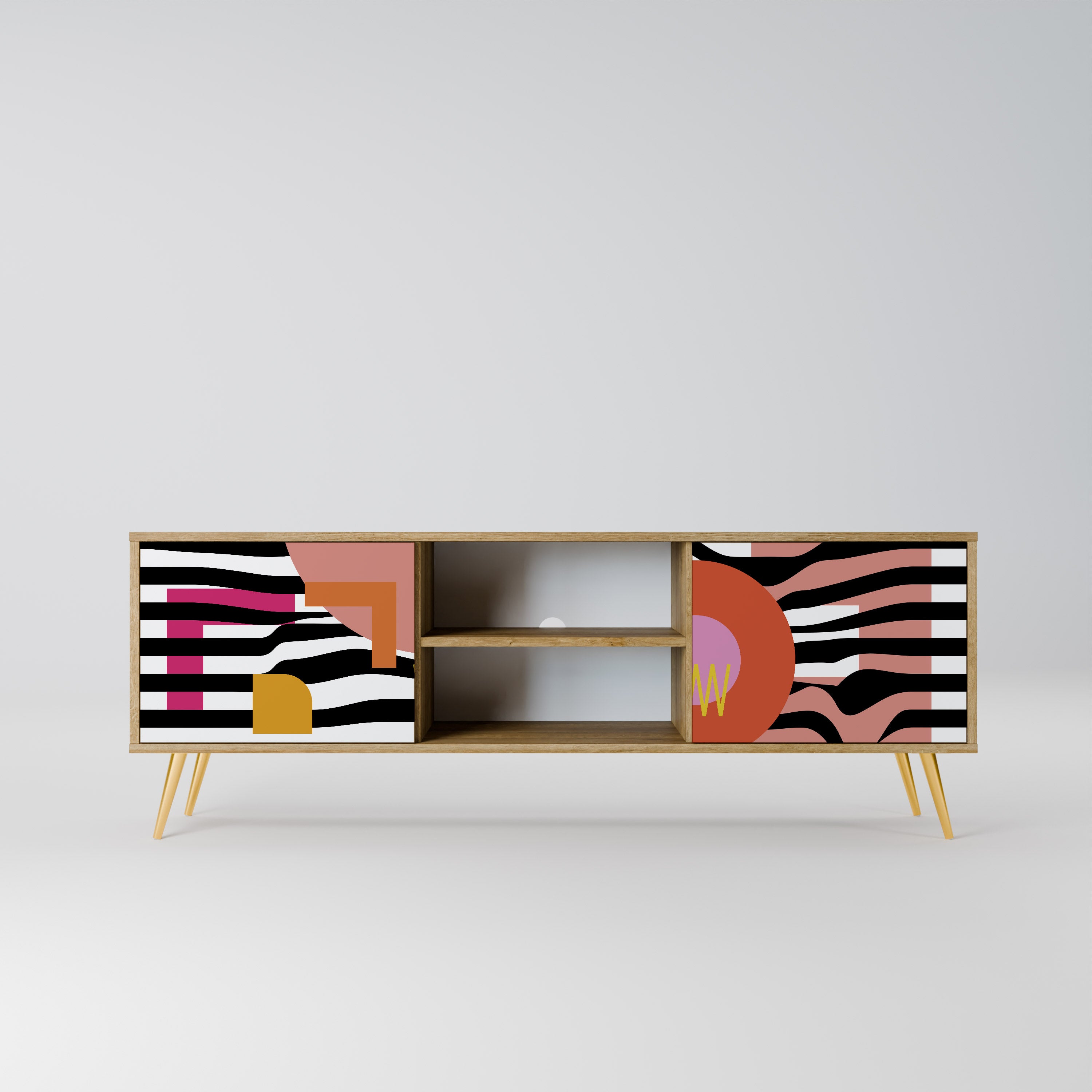 CHROMATIC ABSTRACT 2-Door TV Stand in Oak Effect