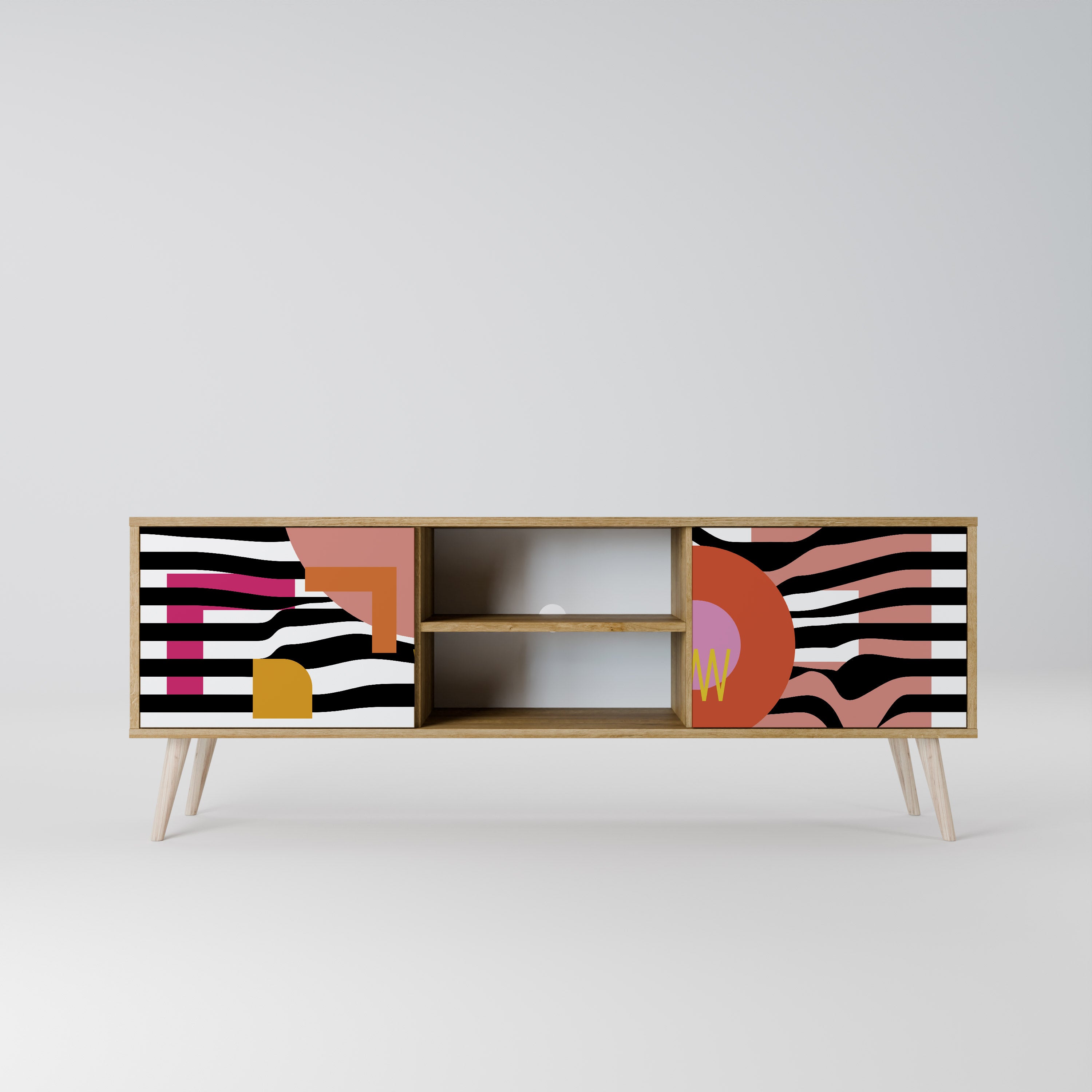 CHROMATIC ABSTRACT 2-Door TV Stand in Oak Effect