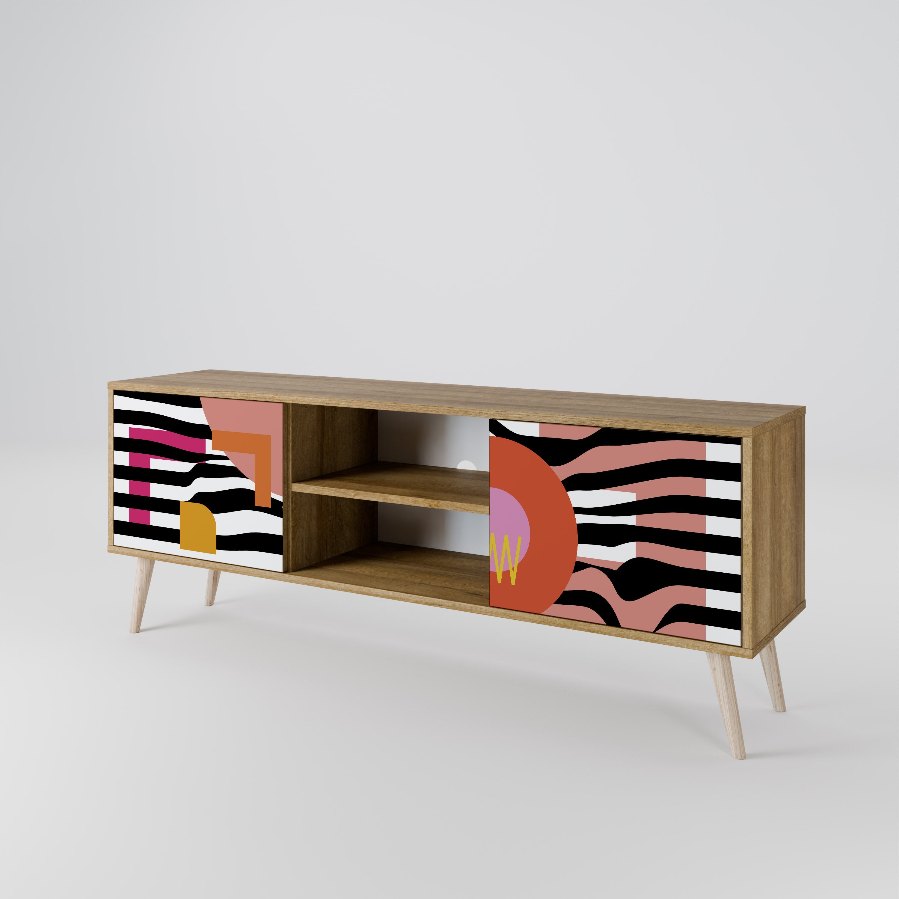 CHROMATIC ABSTRACT 2-Door TV Stand in Oak Effect