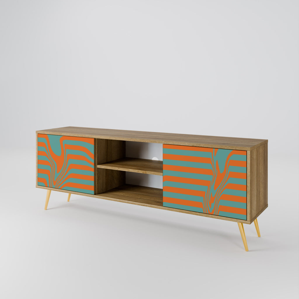 LINE COLLAPSE 2-Door TV Stand in Oak Effect