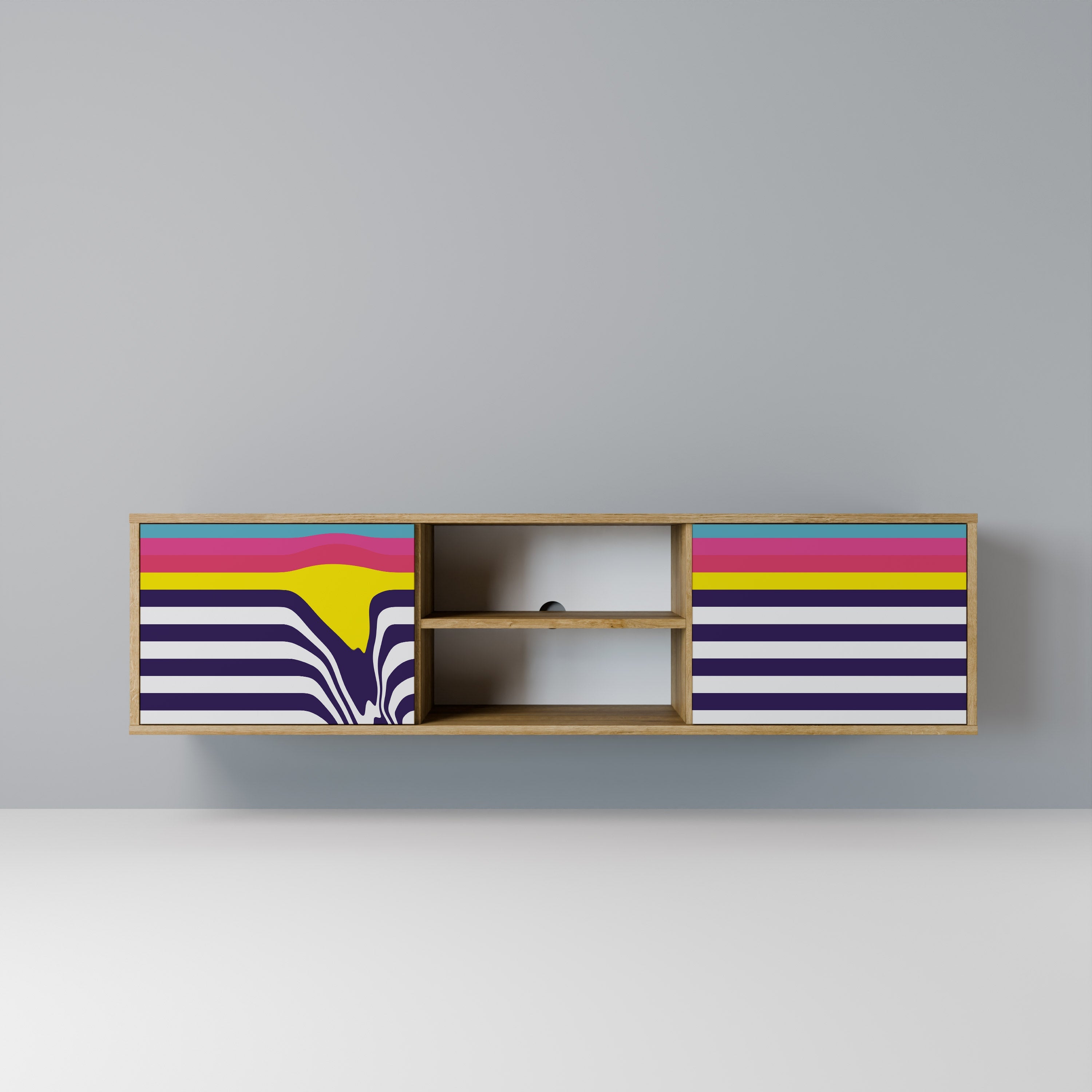 COLORFUL DIVERSION 2-Door TV Stand in Oak Effect