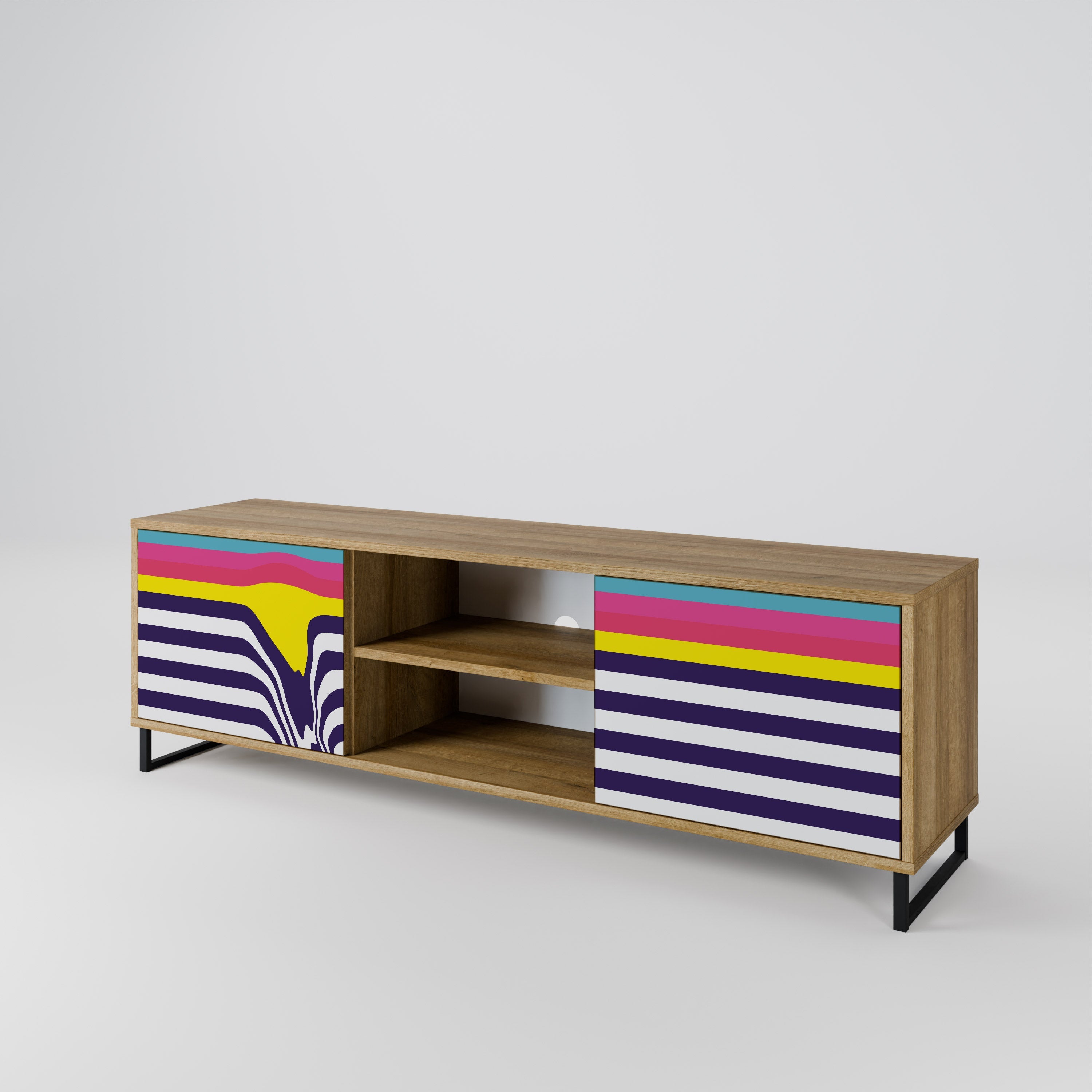 COLORFUL DIVERSION 2-Door TV Stand in Oak Effect