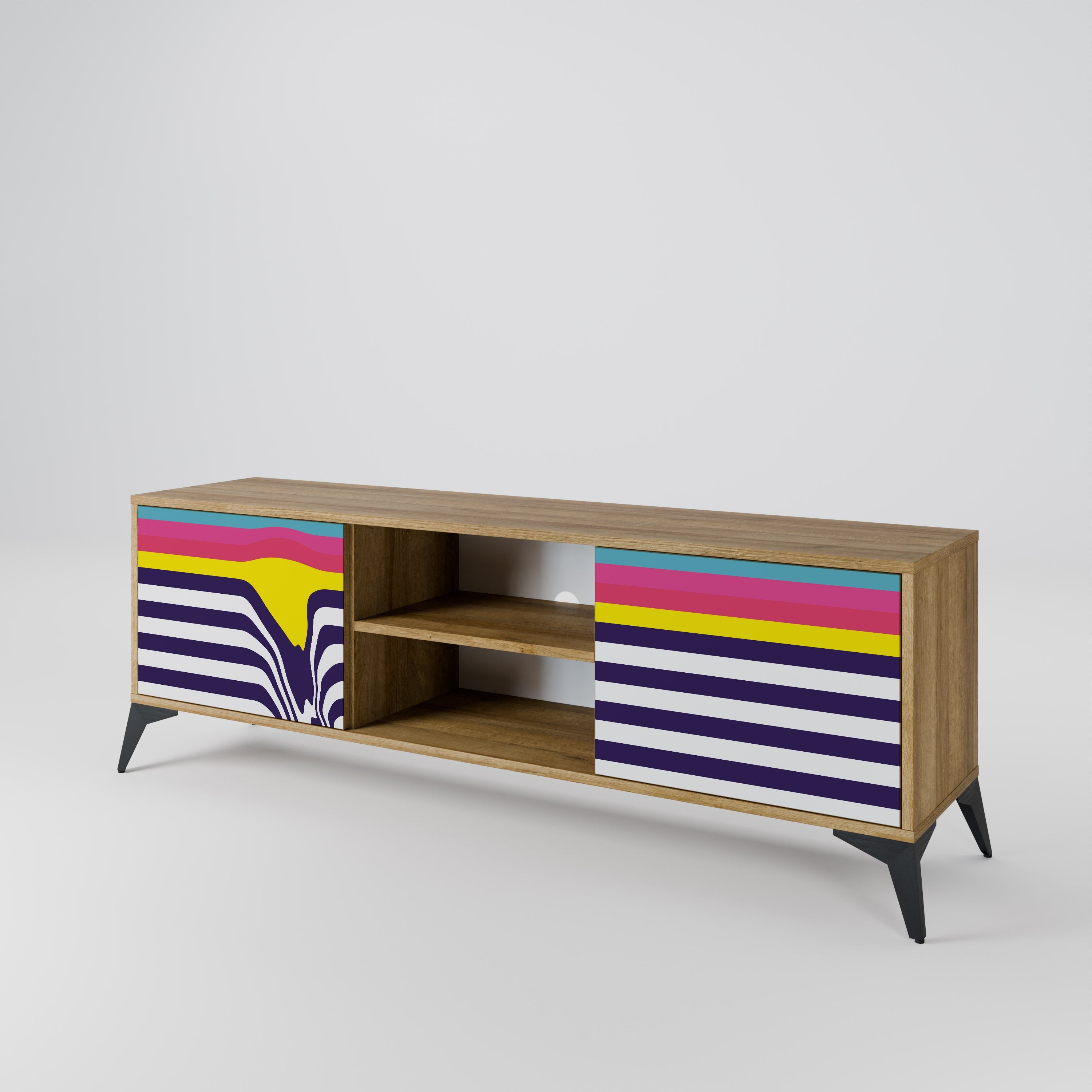 COLORFUL DIVERSION 2-Door TV Stand in Oak Effect