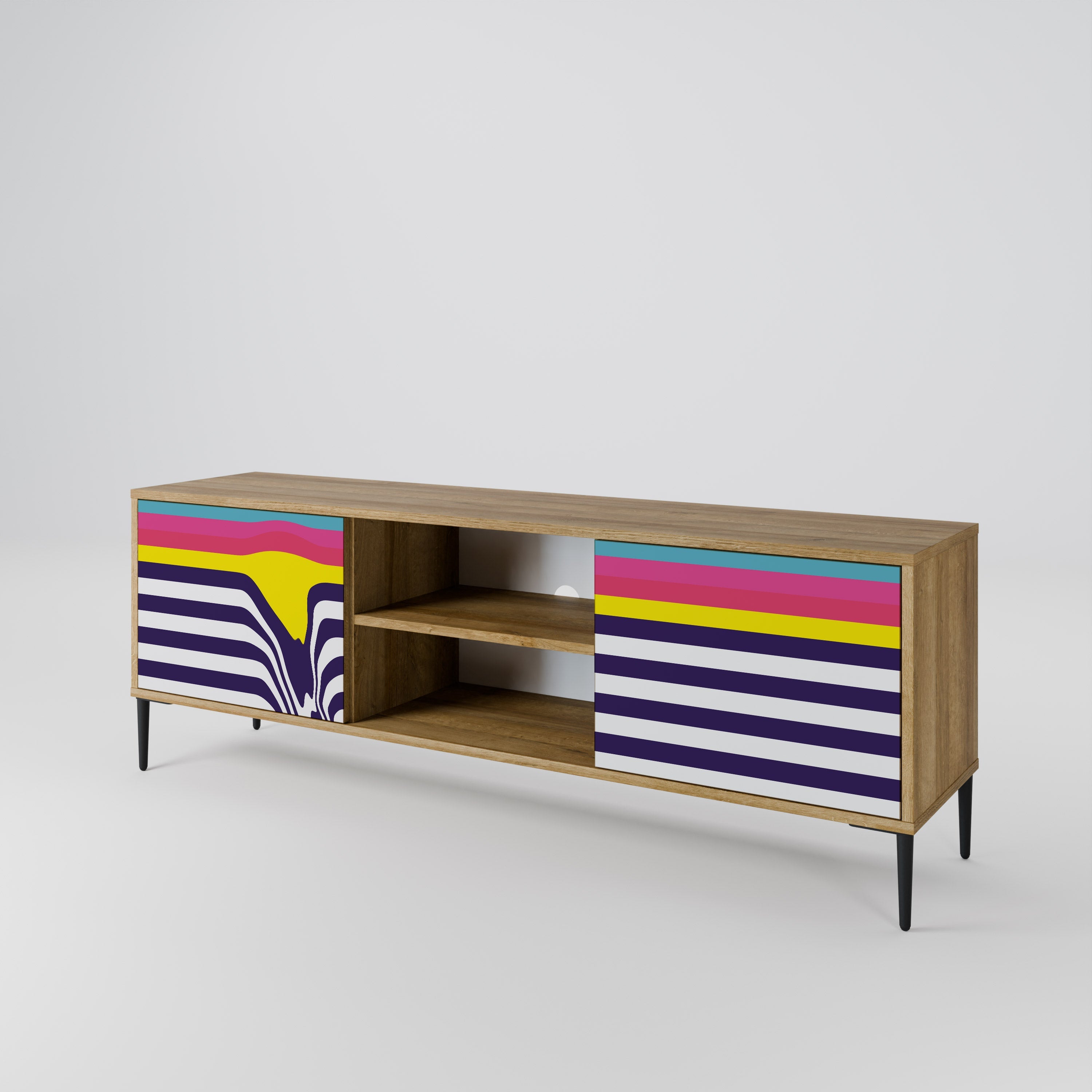COLORFUL DIVERSION 2-Door TV Stand in Oak Effect