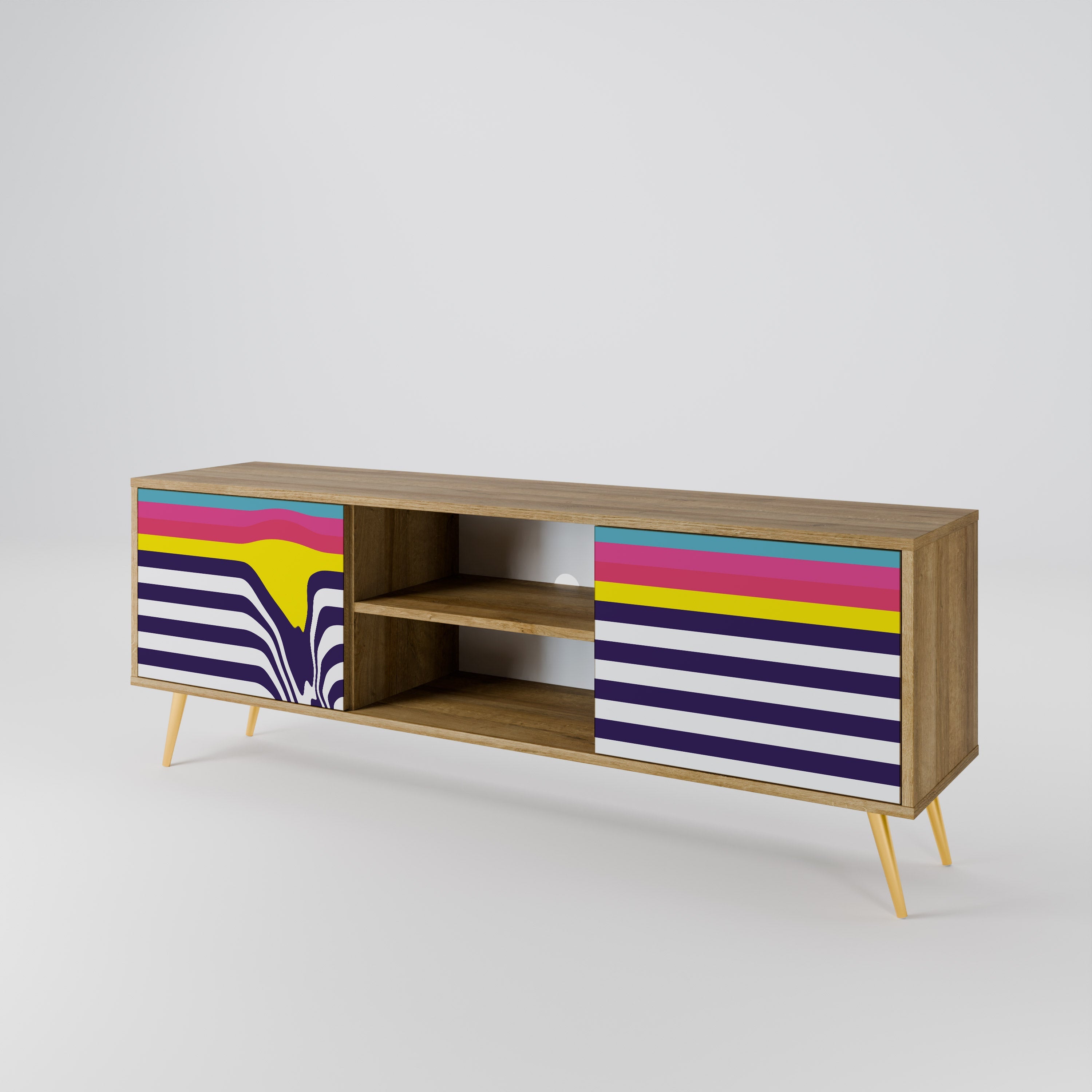 COLORFUL DIVERSION 2-Door TV Stand in Oak Effect