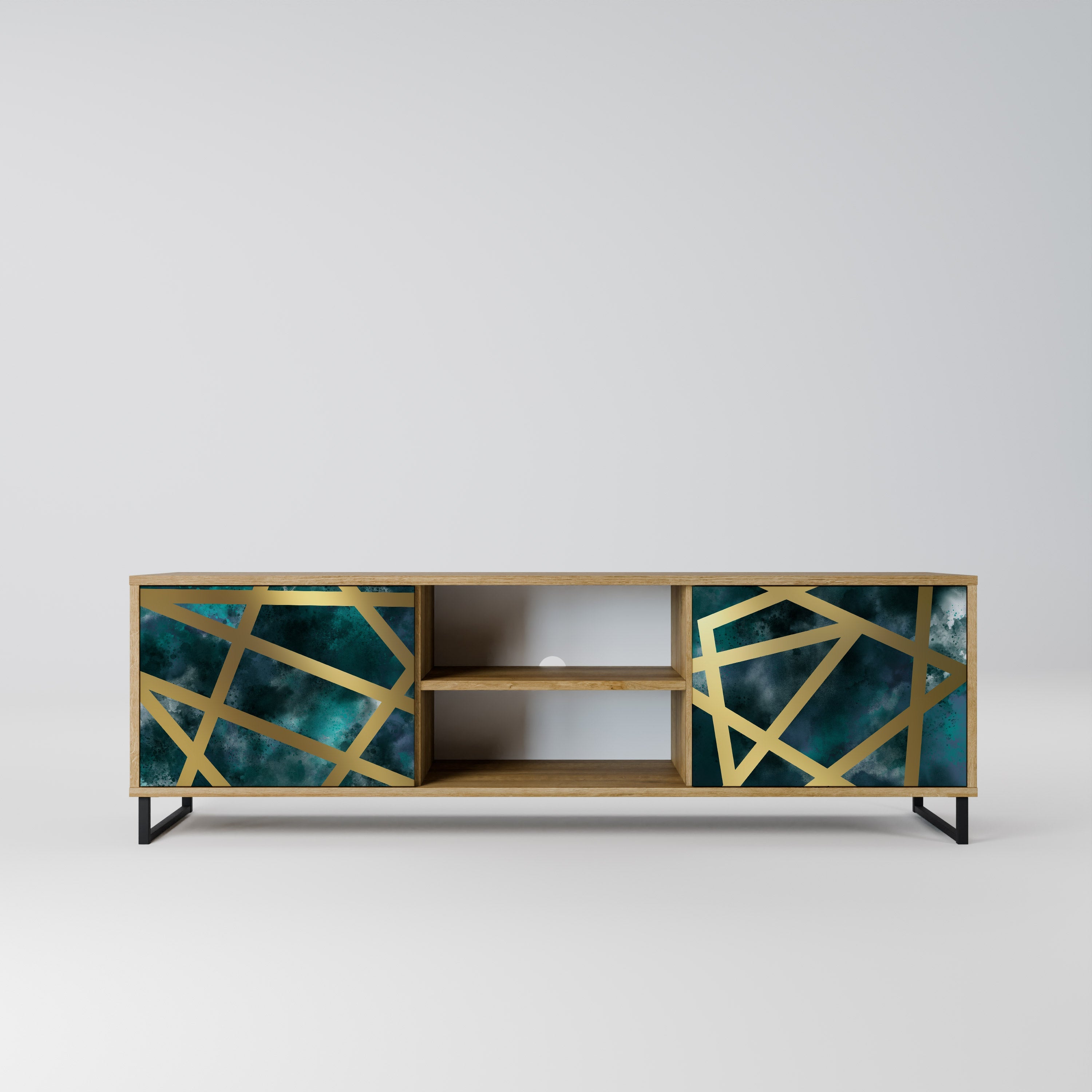 THE LABYRINTH OF GOLD 2-Door TV Stand in Oak Effect