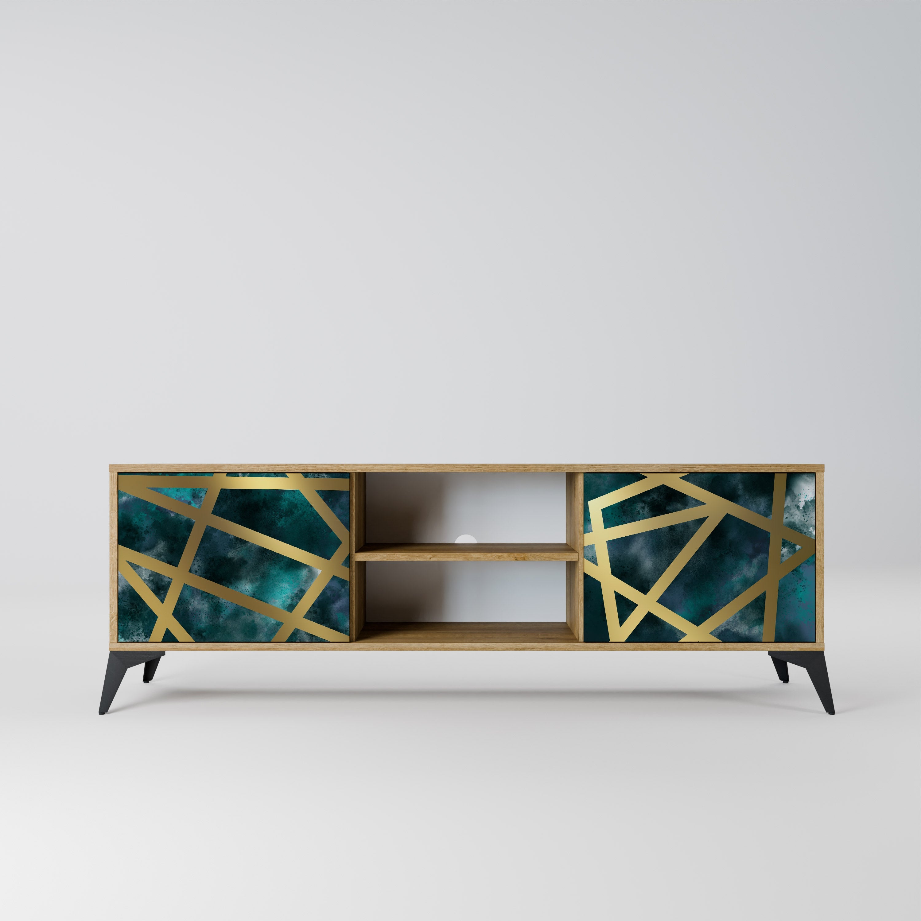 THE LABYRINTH OF GOLD 2-Door TV Stand in Oak Effect