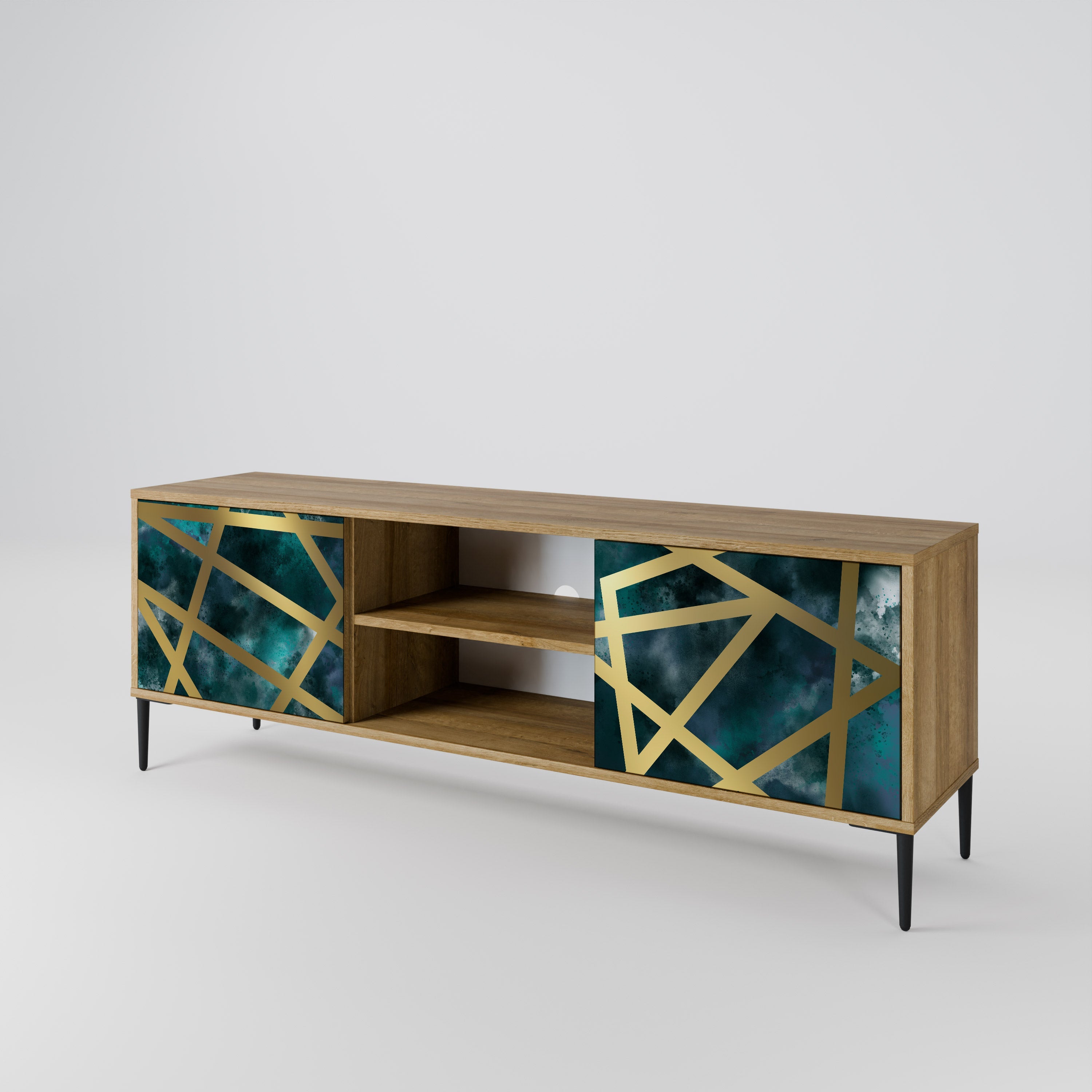 THE LABYRINTH OF GOLD 2-Door TV Stand in Oak Effect