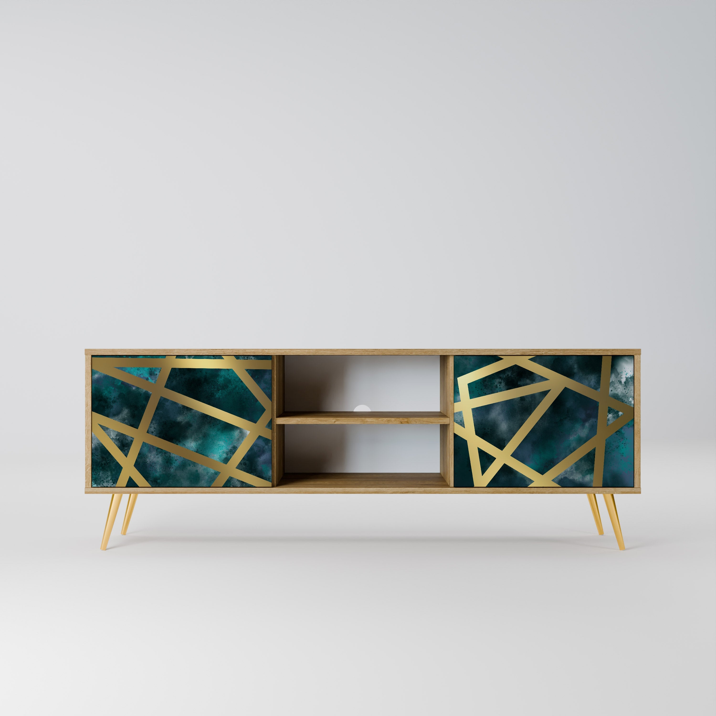 THE LABYRINTH OF GOLD 2-Door TV Stand in Oak Effect