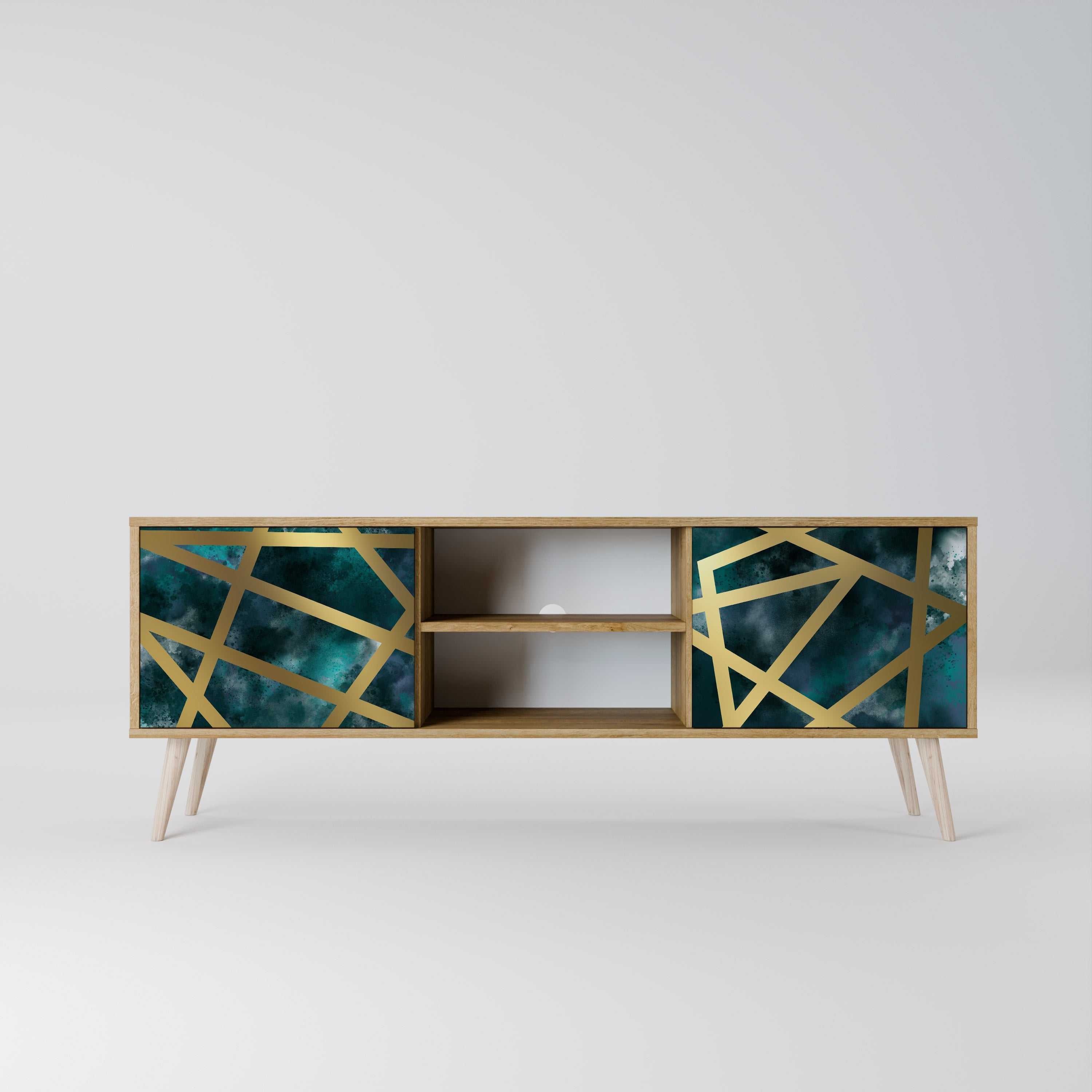 THE LABYRINTH OF GOLD 2-Door TV Stand in Oak Effect