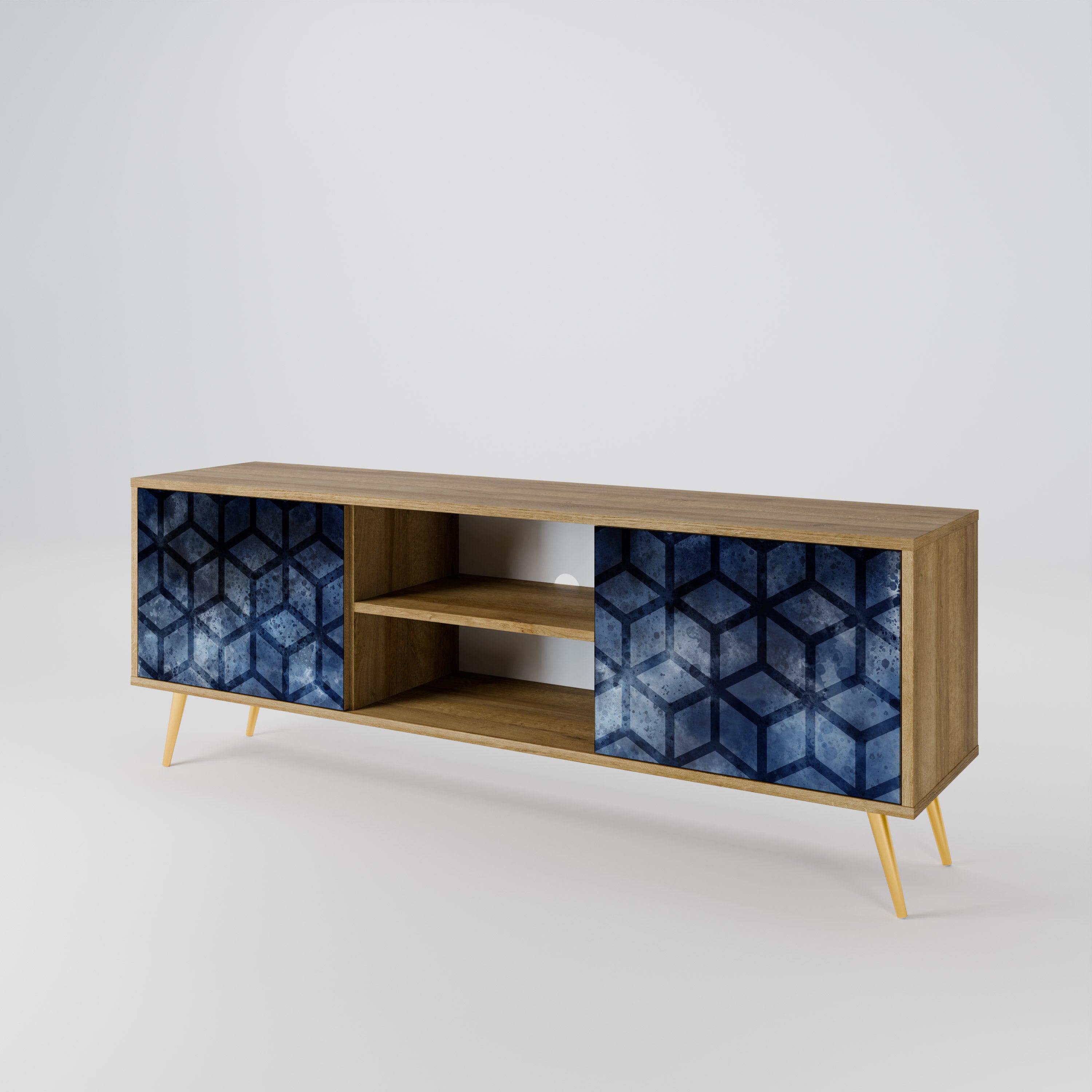 CUBIC MIST 2-Door TV Stand in Oak Effect
