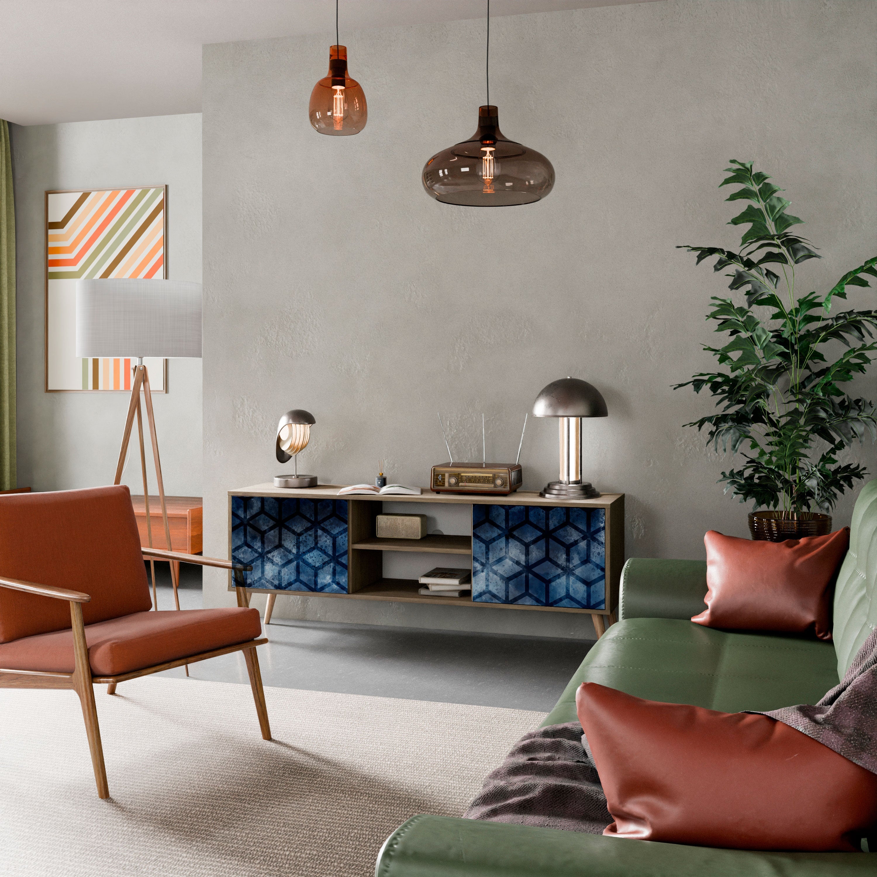 CUBIC MIST 2-Door TV Stand in Oak Effect