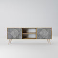 POLYGONAL ARTISTRY 2-Door TV Stand in Oak Effect