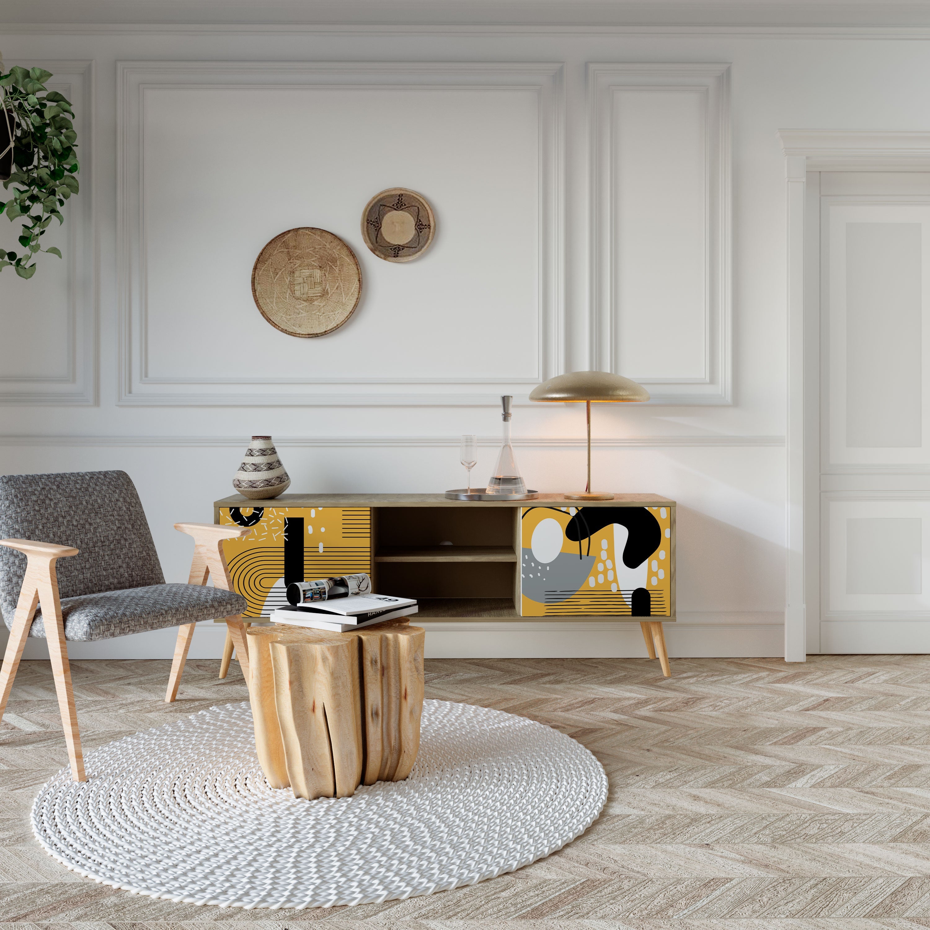 SHAPESHIFT SYMPHONY 2-Door TV Stand in Oak Effect