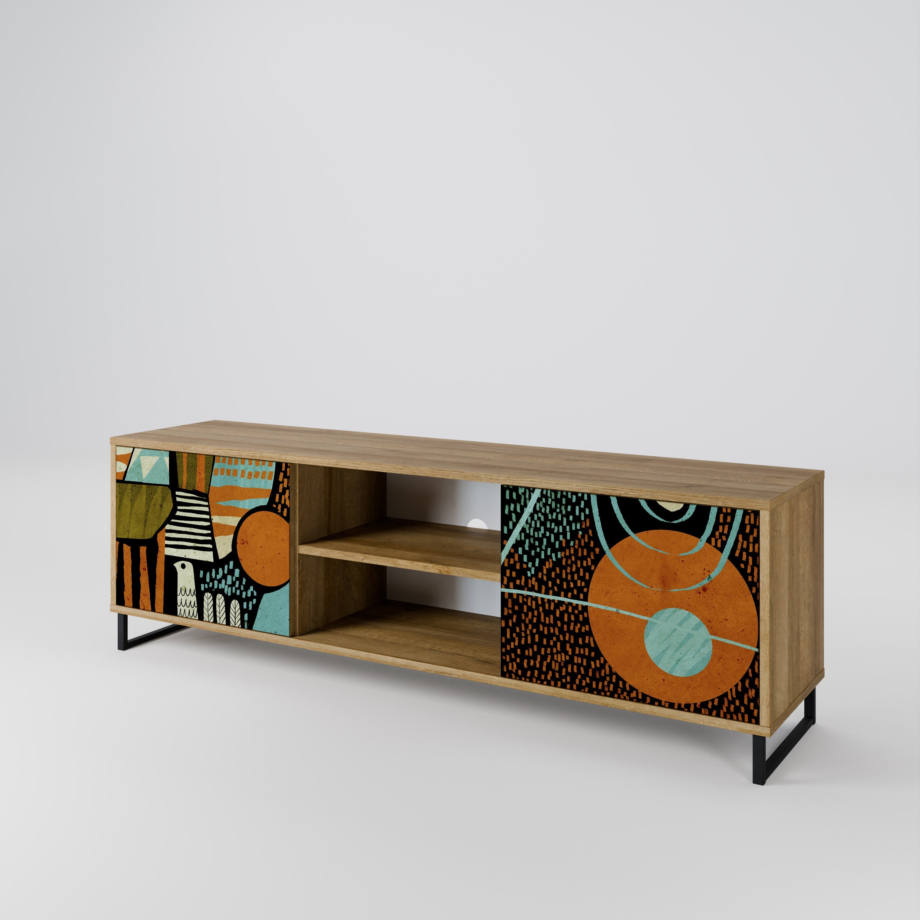 GEODE GLIMMER 2-Door TV Stand in Oak Effect