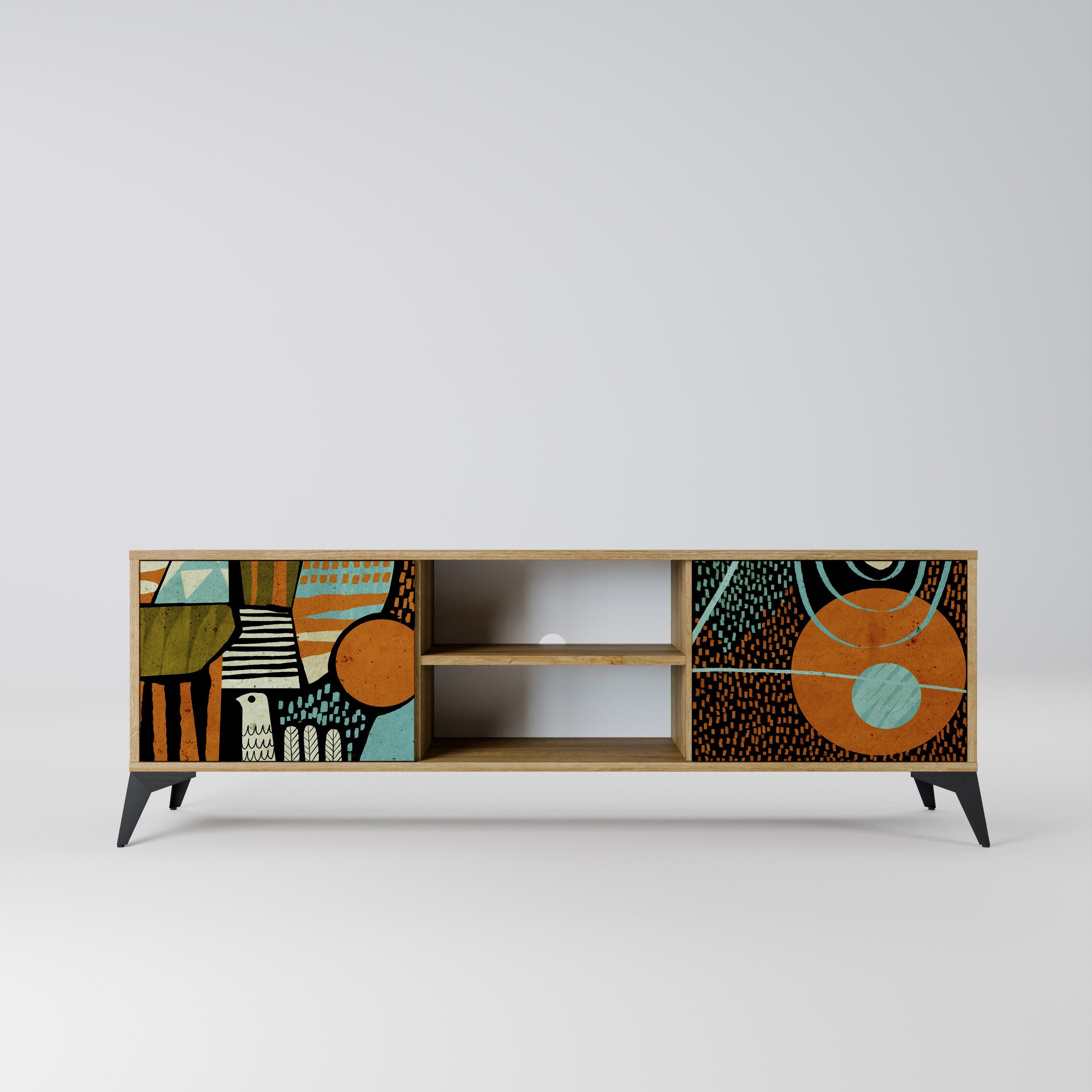GEODE GLIMMER 2-Door TV Stand in Oak Effect
