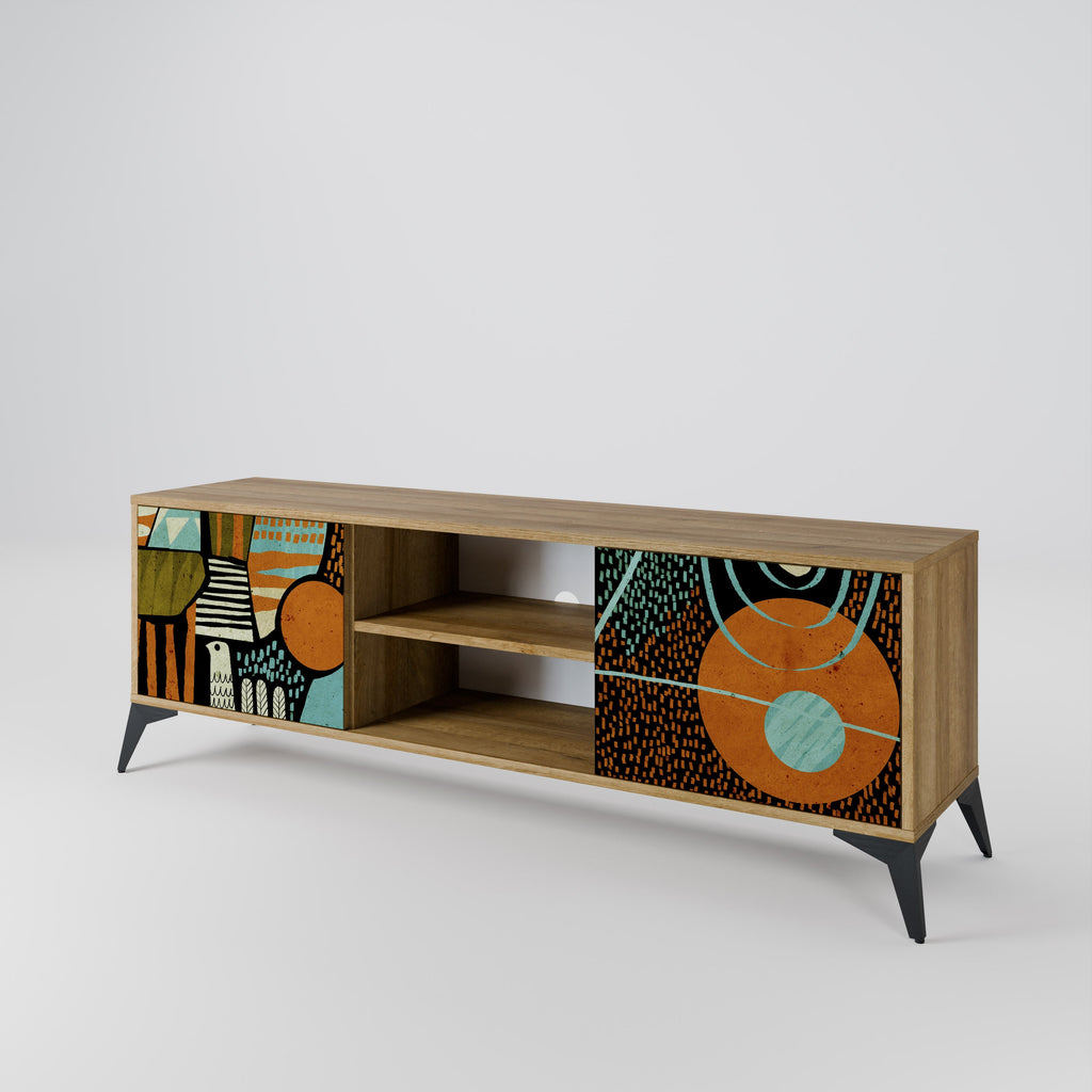 GEODE GLIMMER 2-Door TV Stand in Oak Effect