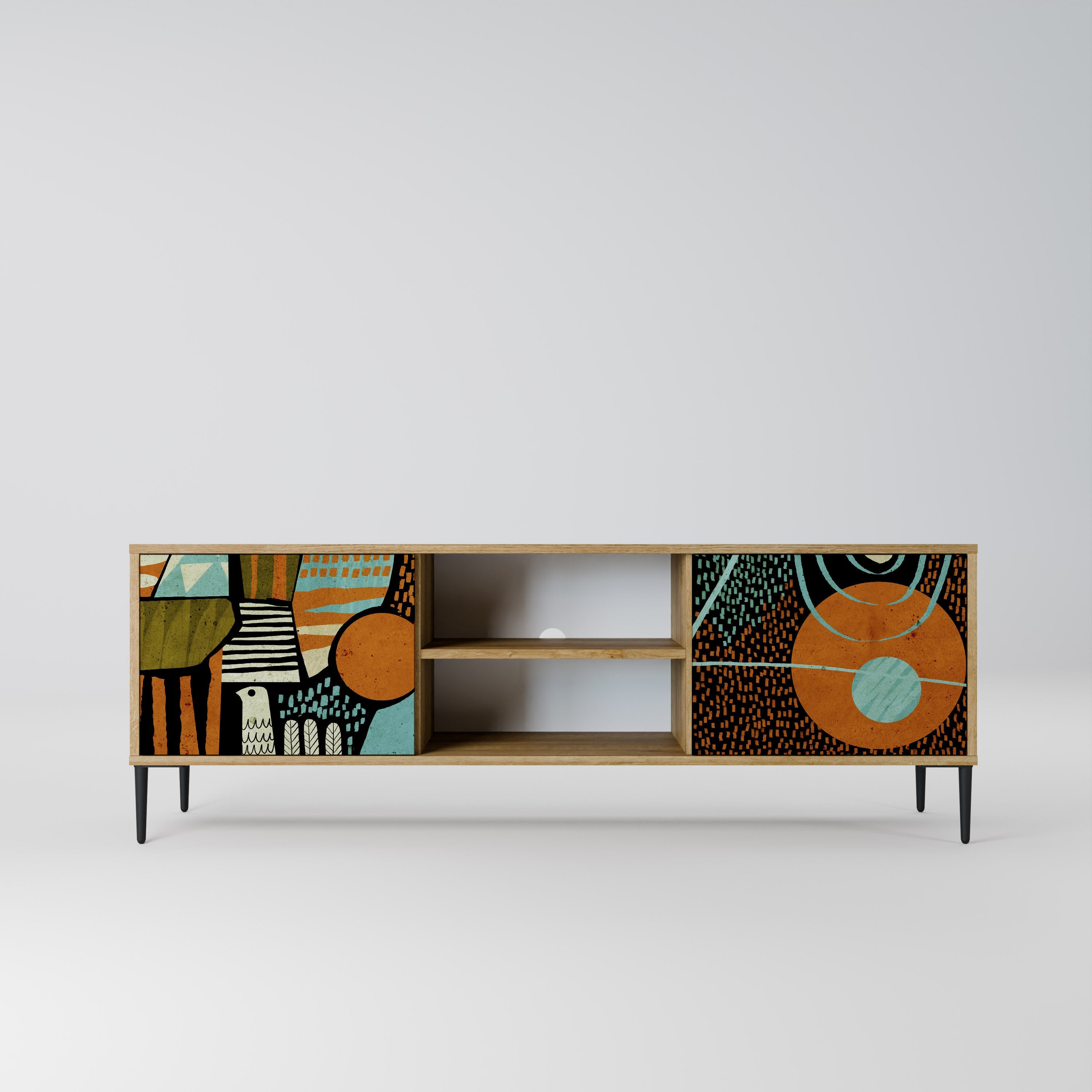 GEODE GLIMMER 2-Door TV Stand in Oak Effect