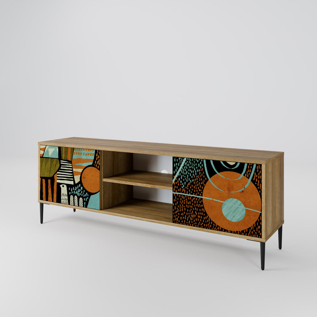 GEODE GLIMMER 2-Door TV Stand in Oak Effect