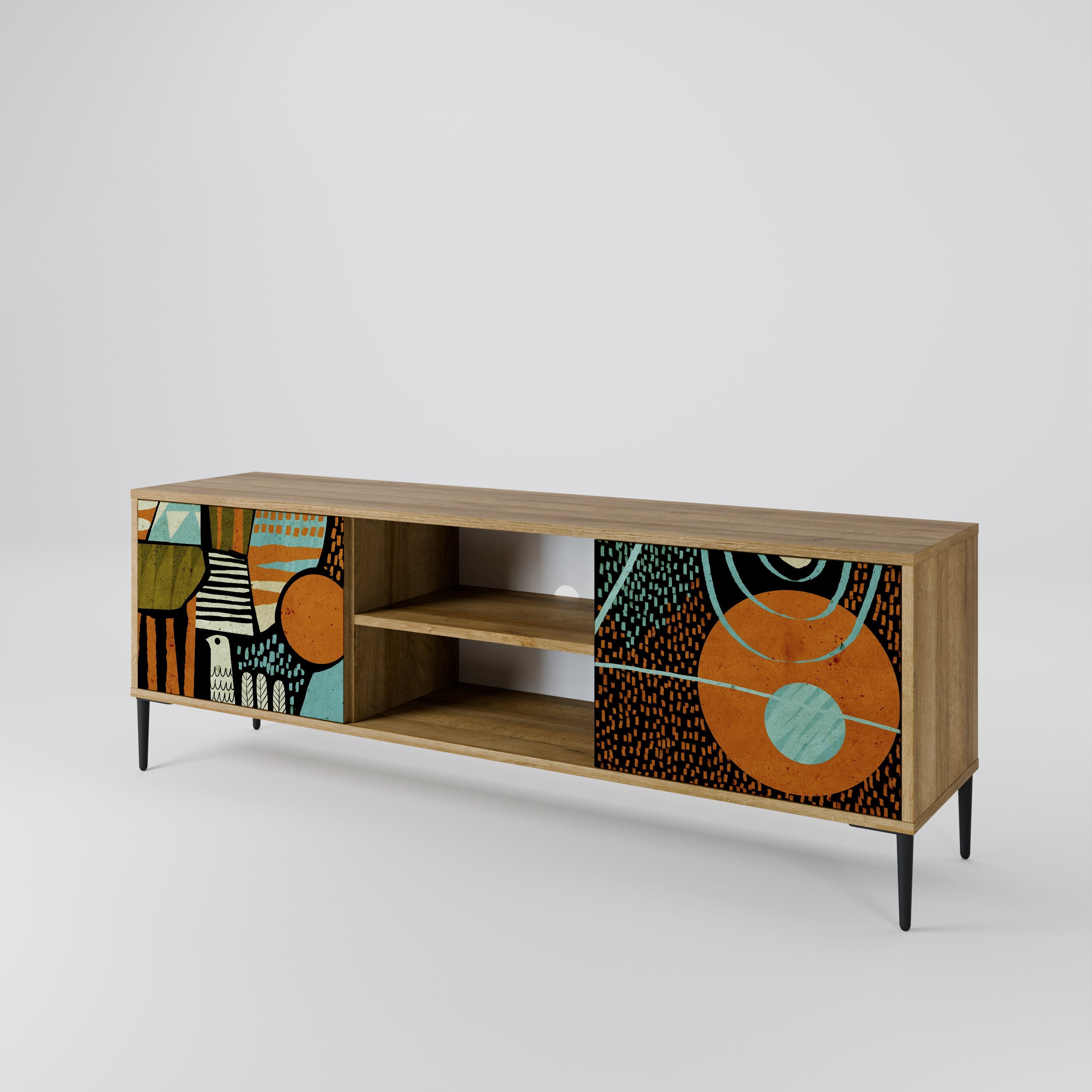 GEODE GLIMMER 2-Door TV Stand in Oak Effect