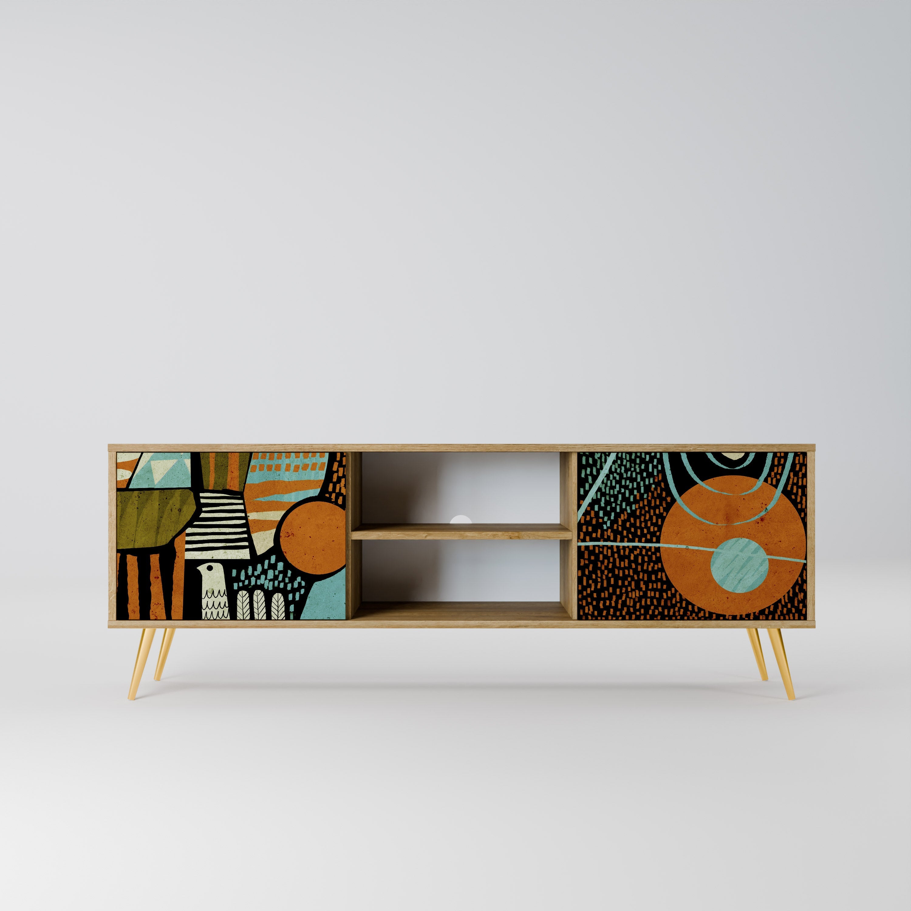 GEODE GLIMMER 2-Door TV Stand in Oak Effect