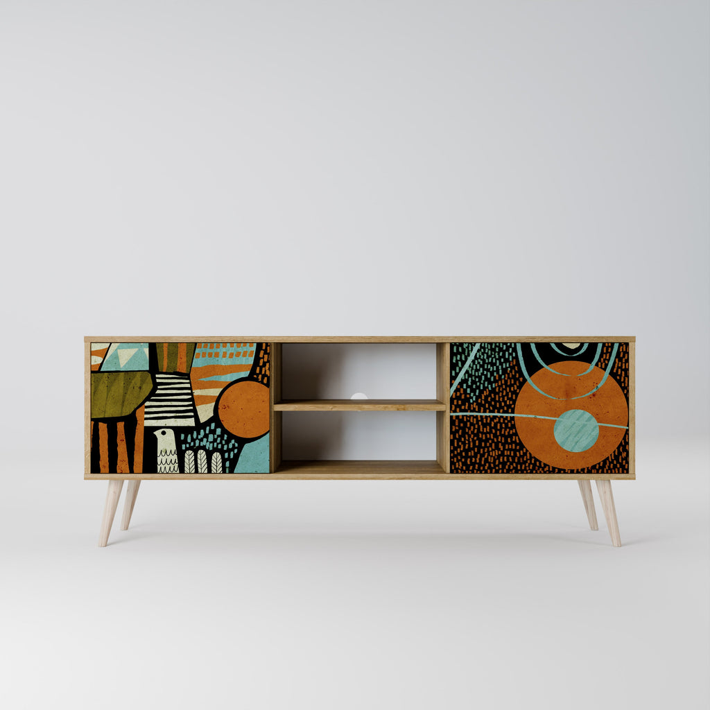 GEODE GLIMMER 2-Door TV Stand in Oak Effect