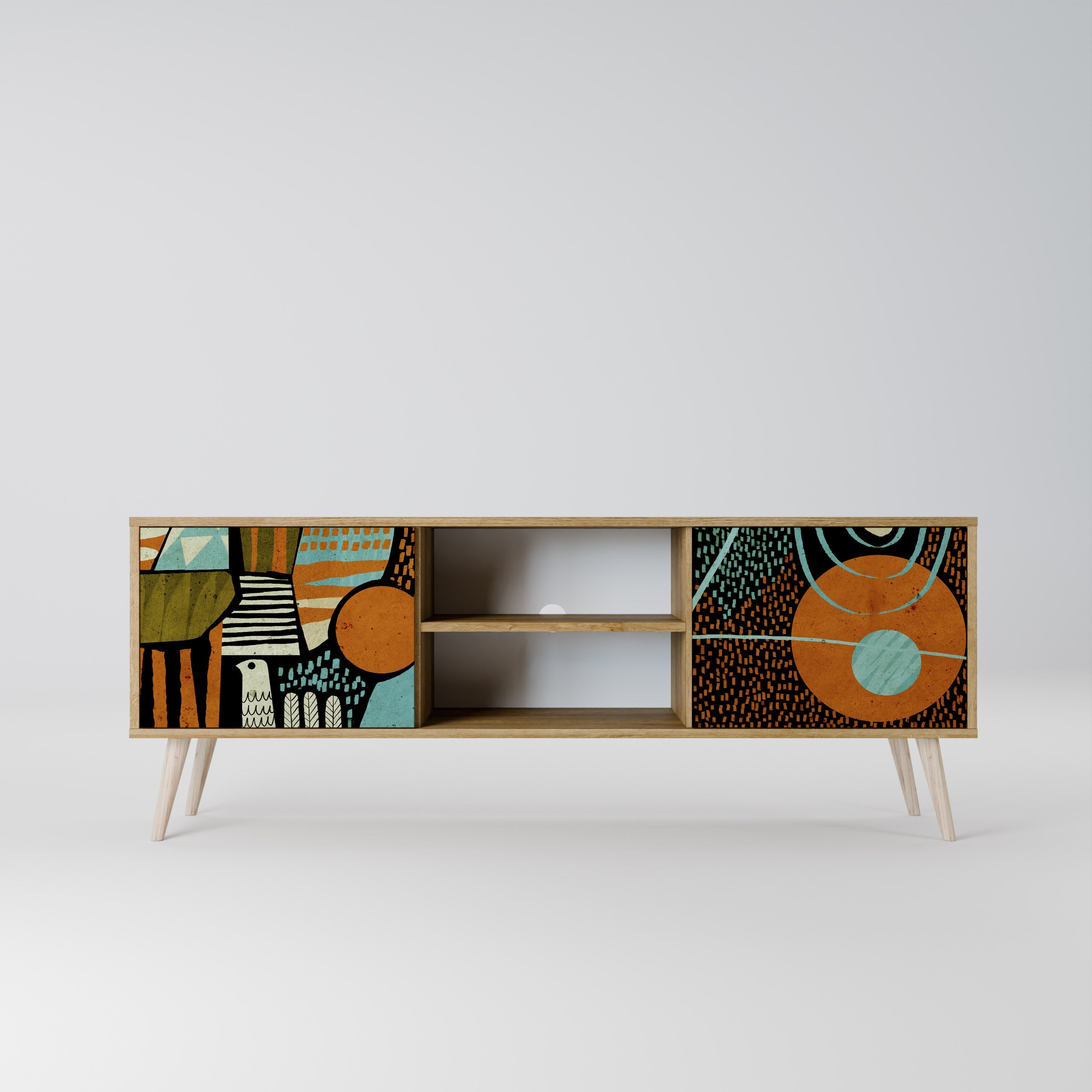 GEODE GLIMMER 2-Door TV Stand in Oak Effect