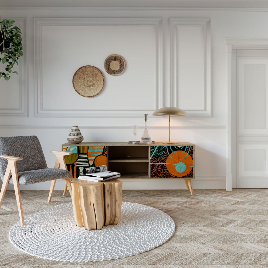 GEODE GLIMMER 2-Door TV Stand in Oak Effect