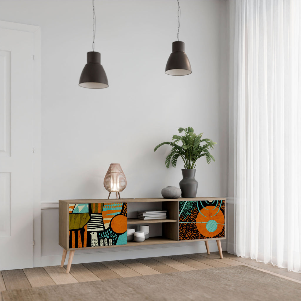 GEODE GLIMMER 2-Door TV Stand in Oak Effect