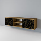 BRIGHT MESH 2-Door TV Stand in Oak Effect