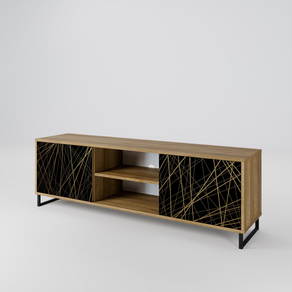 BRIGHT MESH 2-Door TV Stand in Oak Effect