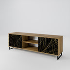 BRIGHT MESH 2-Door TV Stand in Oak Effect