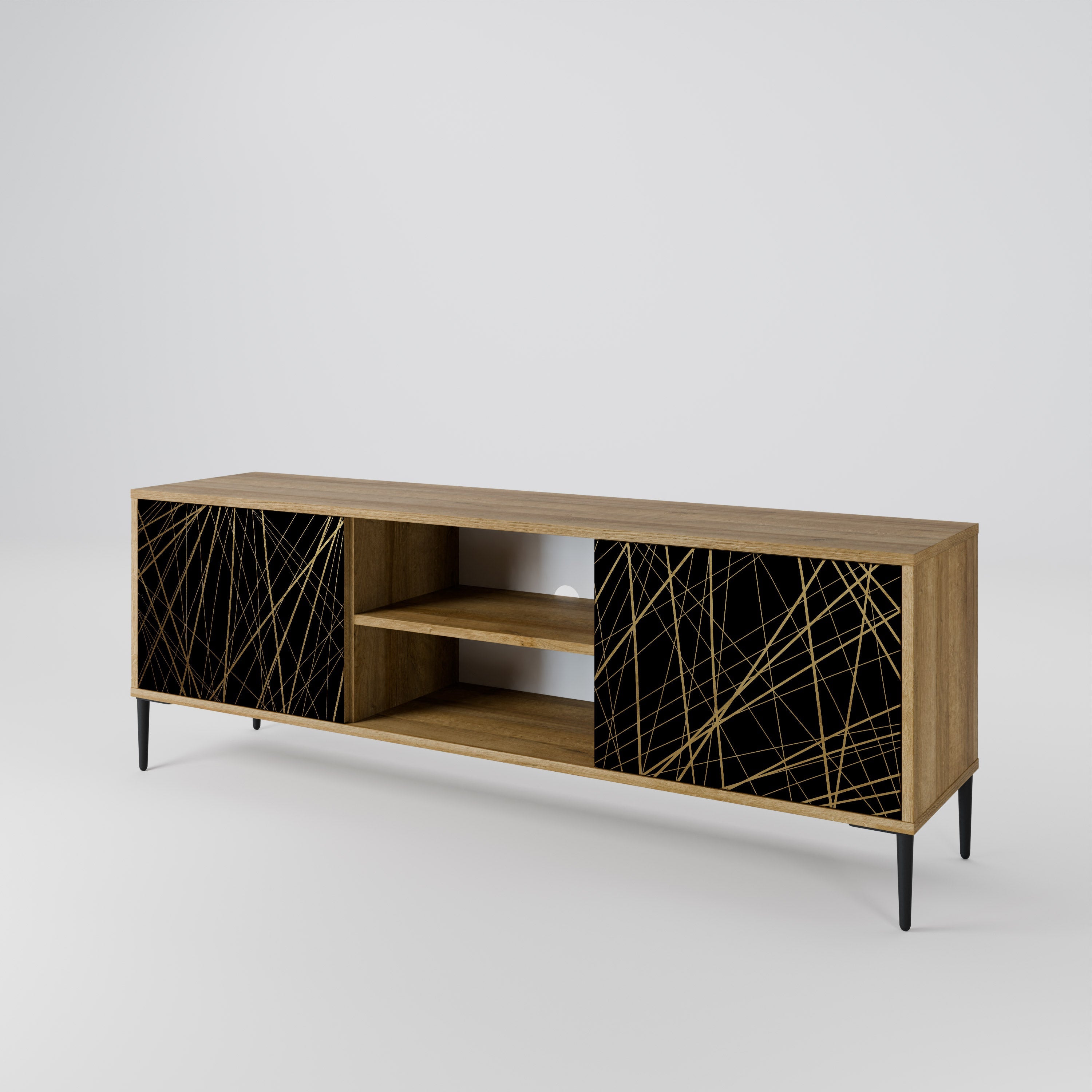 BRIGHT MESH 2-Door TV Stand in Oak Effect