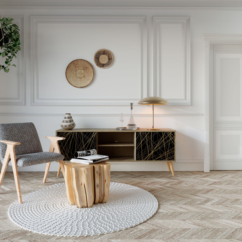 BRIGHT MESH 2-Door TV Stand in Oak Effect