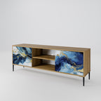 INKY MARBLE 2-Door TV Stand in Oak Effect