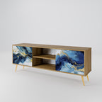 INKY MARBLE 2-Door TV Stand in Oak Effect