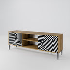 ILLUSIONARY LATTICE 2-Door TV Stand in Oak Effect