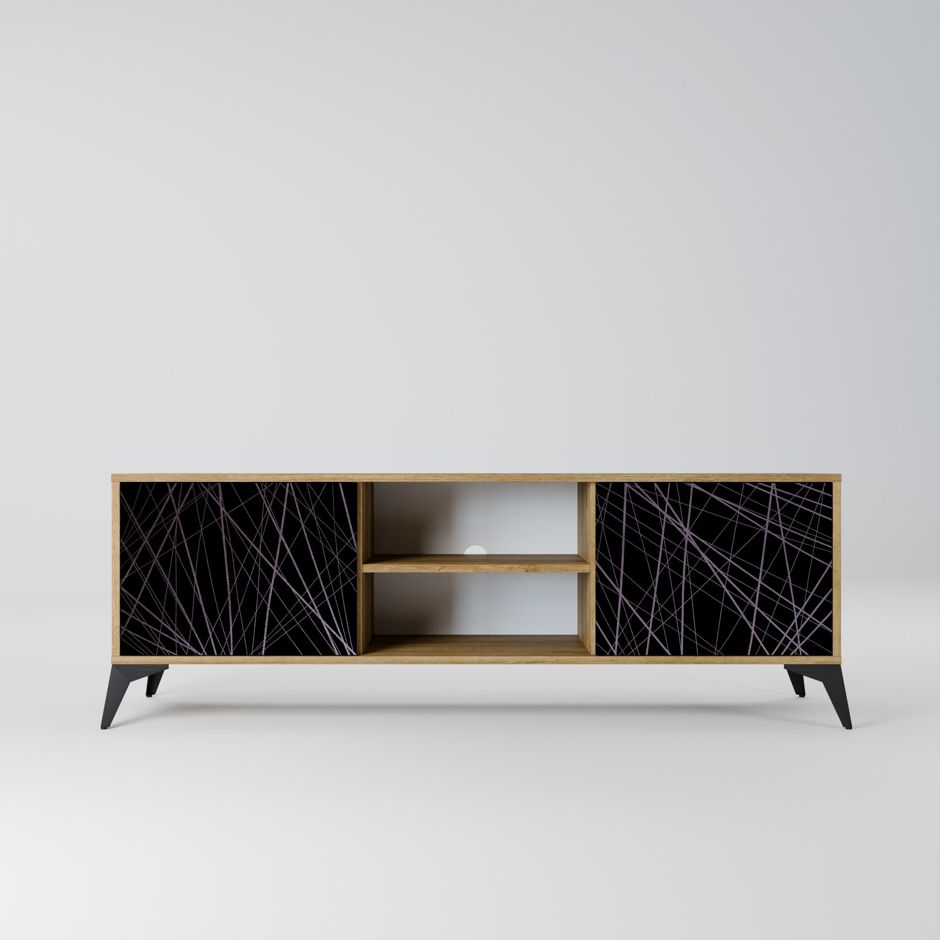SHIMMER SPIDERGRAM 2-Door TV Stand in Oak Effect