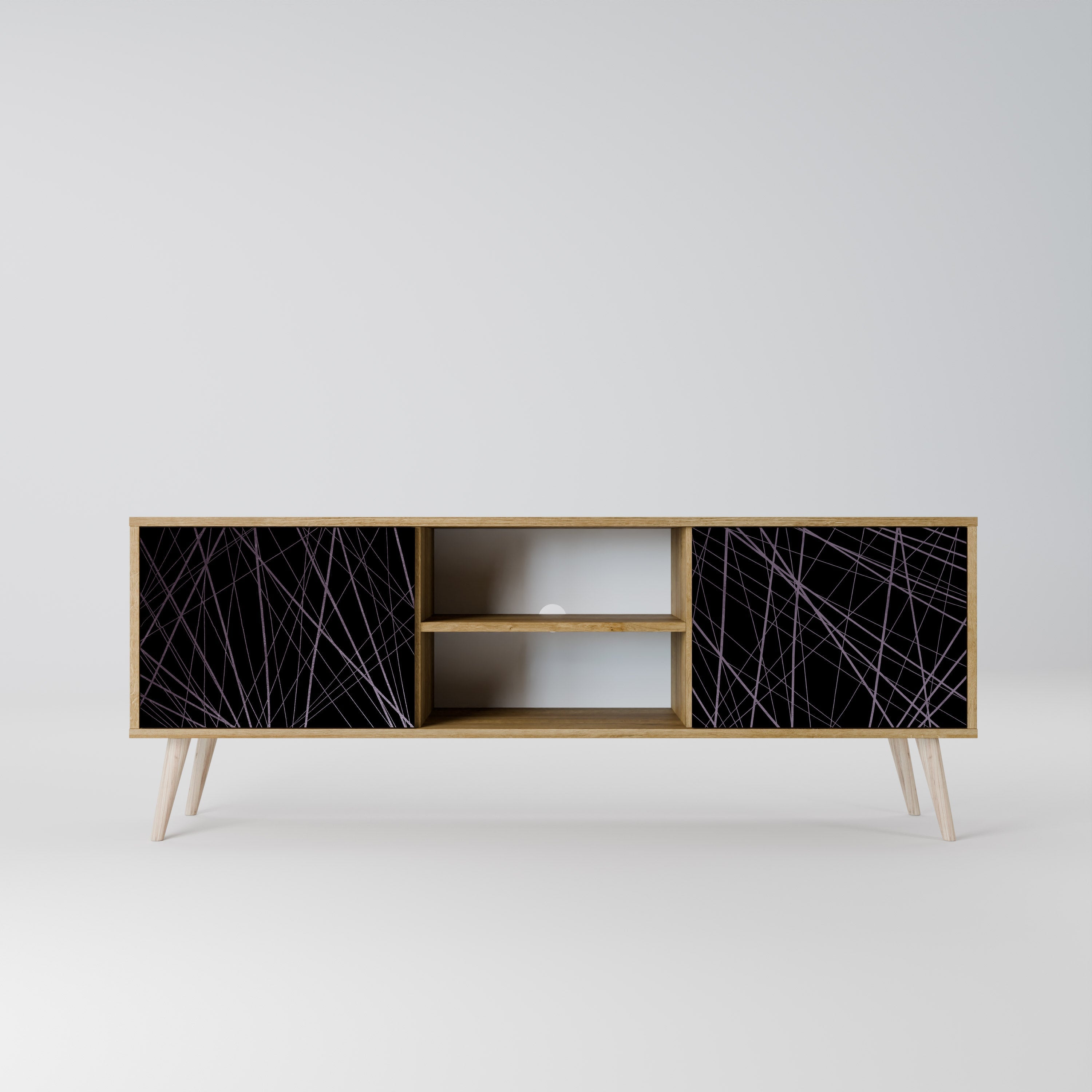SHIMMER SPIDERGRAM 2-Door TV Stand in Oak Effect