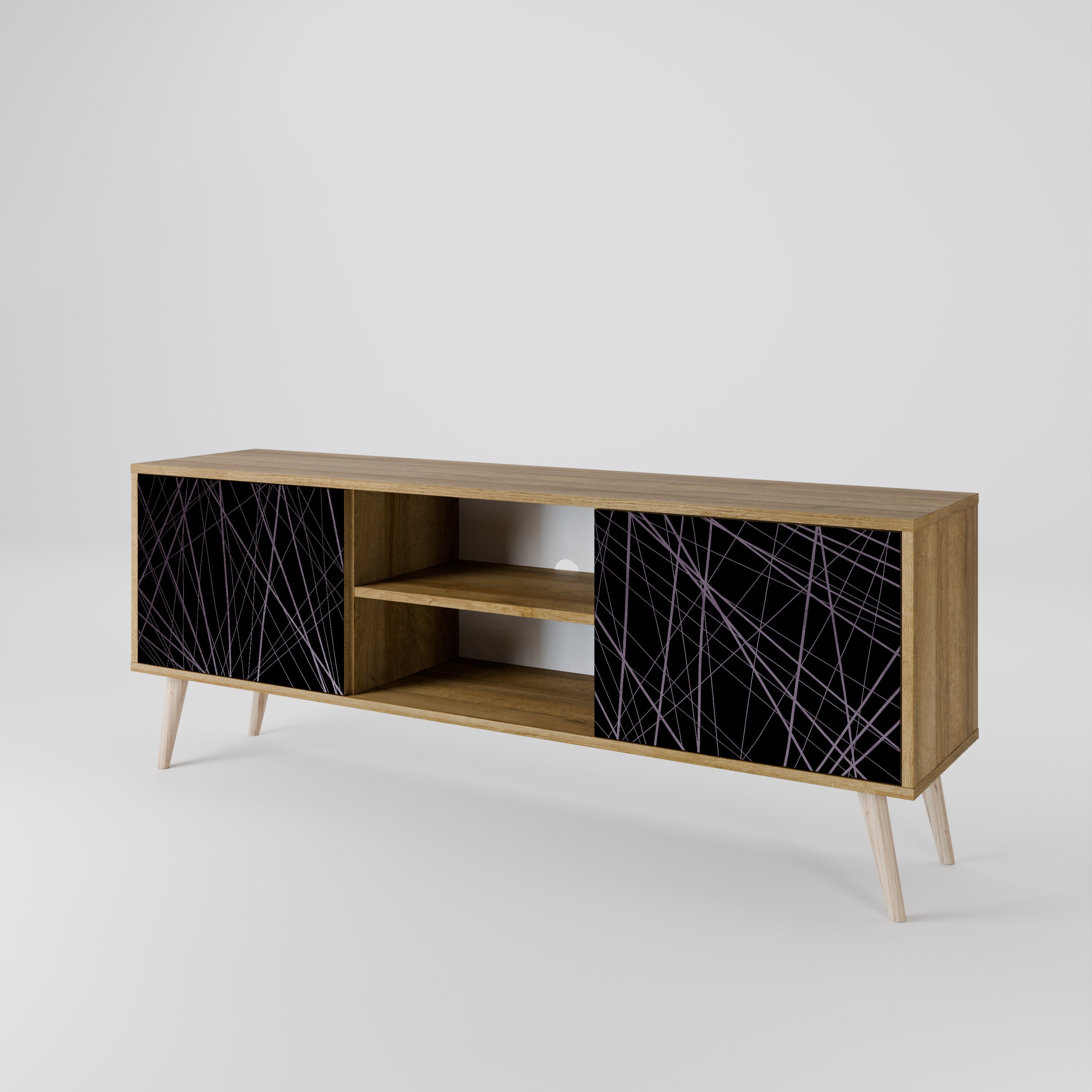 SHIMMER SPIDERGRAM 2-Door TV Stand in Oak Effect