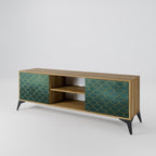 TESSELATED GREENERY 2-Door TV Stand in Oak Effect